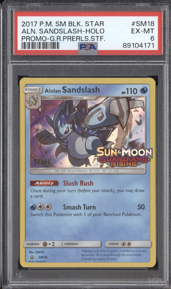 Alolan Sandslash 2017 Pokemon Sun & Moon SM18 Guardians Rising Pre Staff PSA 6