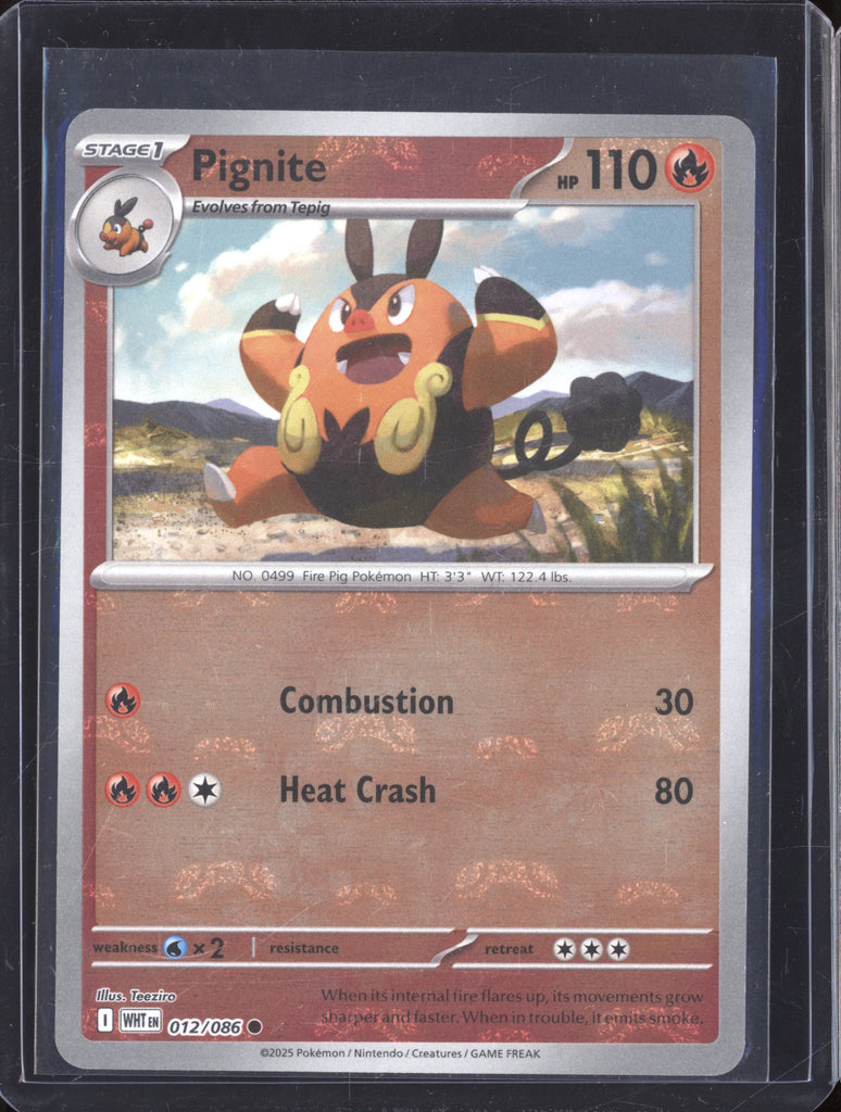 pokemon pignite card 2025 Pokemon White Flare WHT 012/086 Pignite Master Ball Reverse Holo