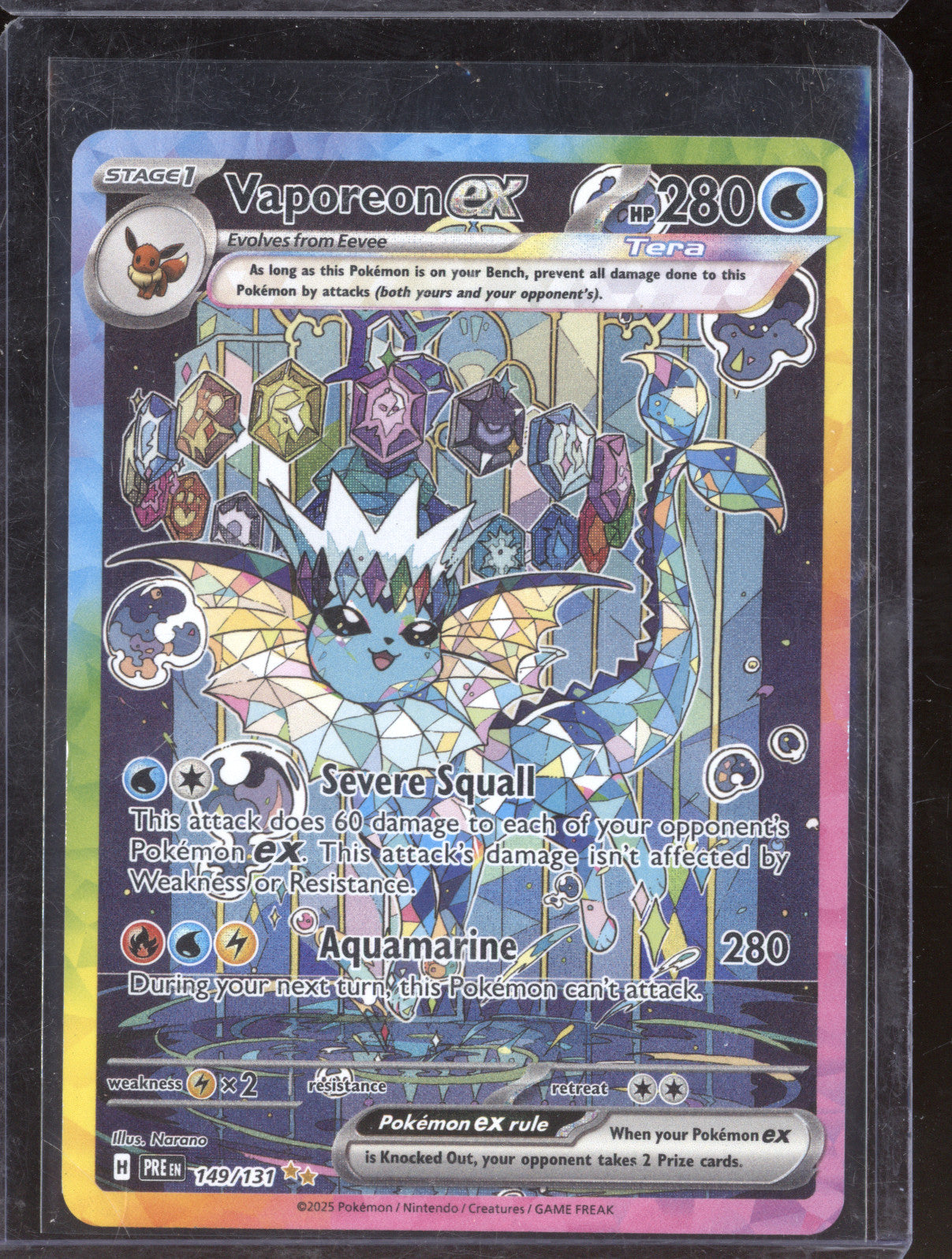 2025 Pokemon Prismatic Evolutions 149/131 Vaporeon ex Special Illustration Rare