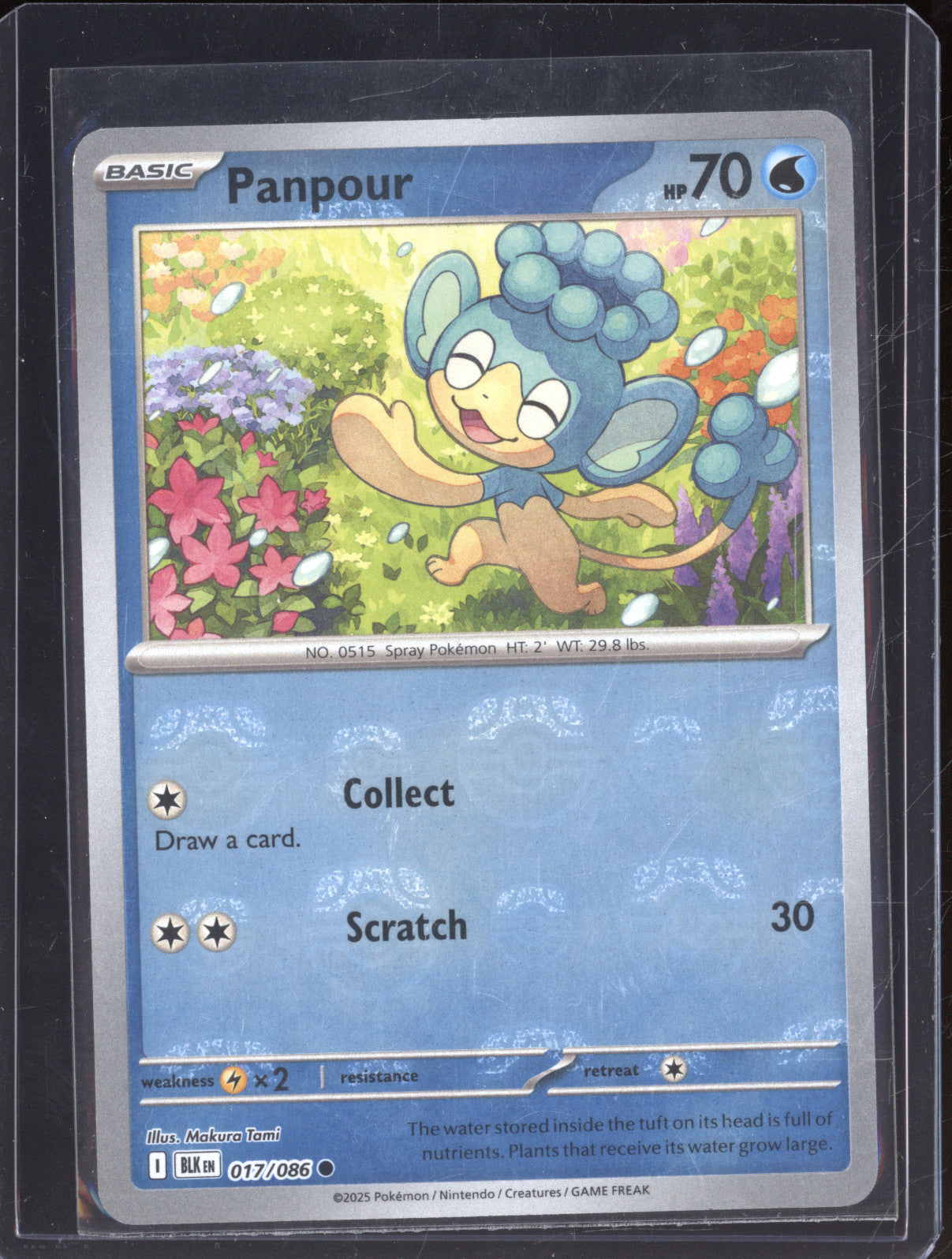 2025 Pokemon Black Bolt BLK 017/086 Panpour Master Ball Reverse Holo
