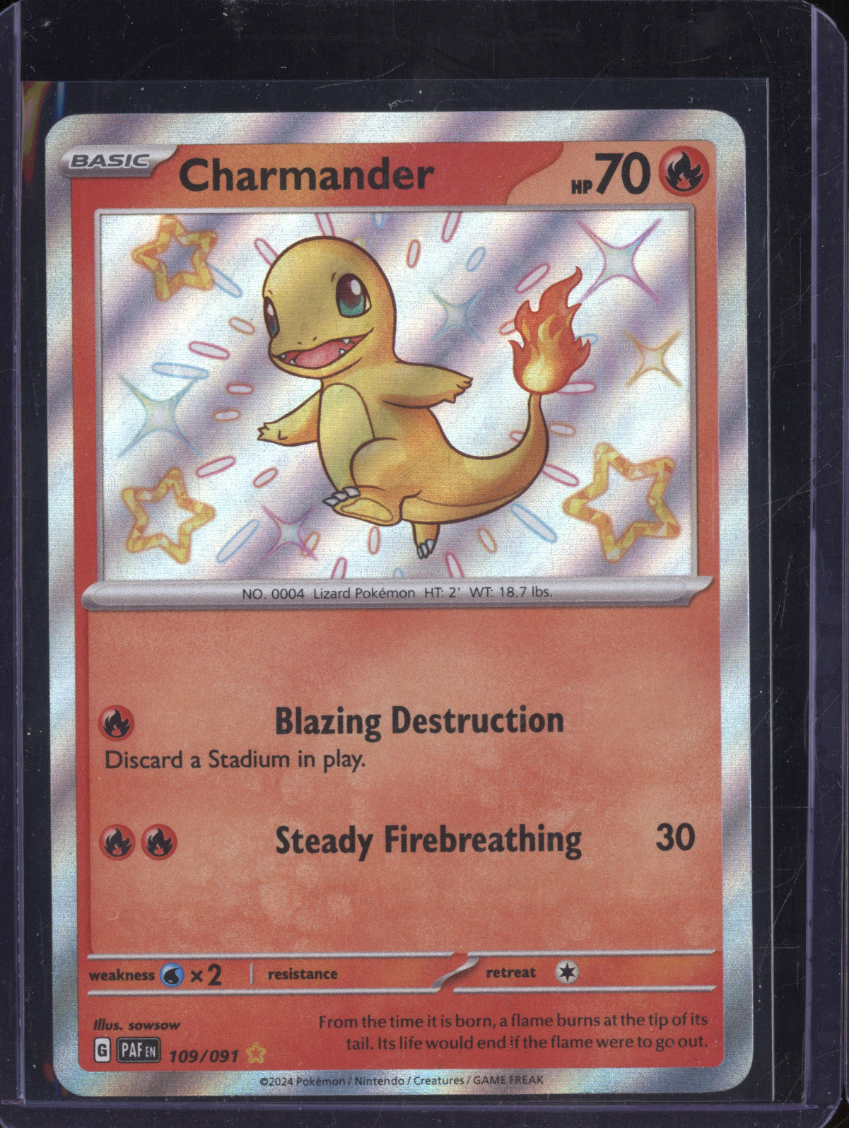 Charmander 2024 Pokemon Paldean Fates 109/091 Shiny Rare