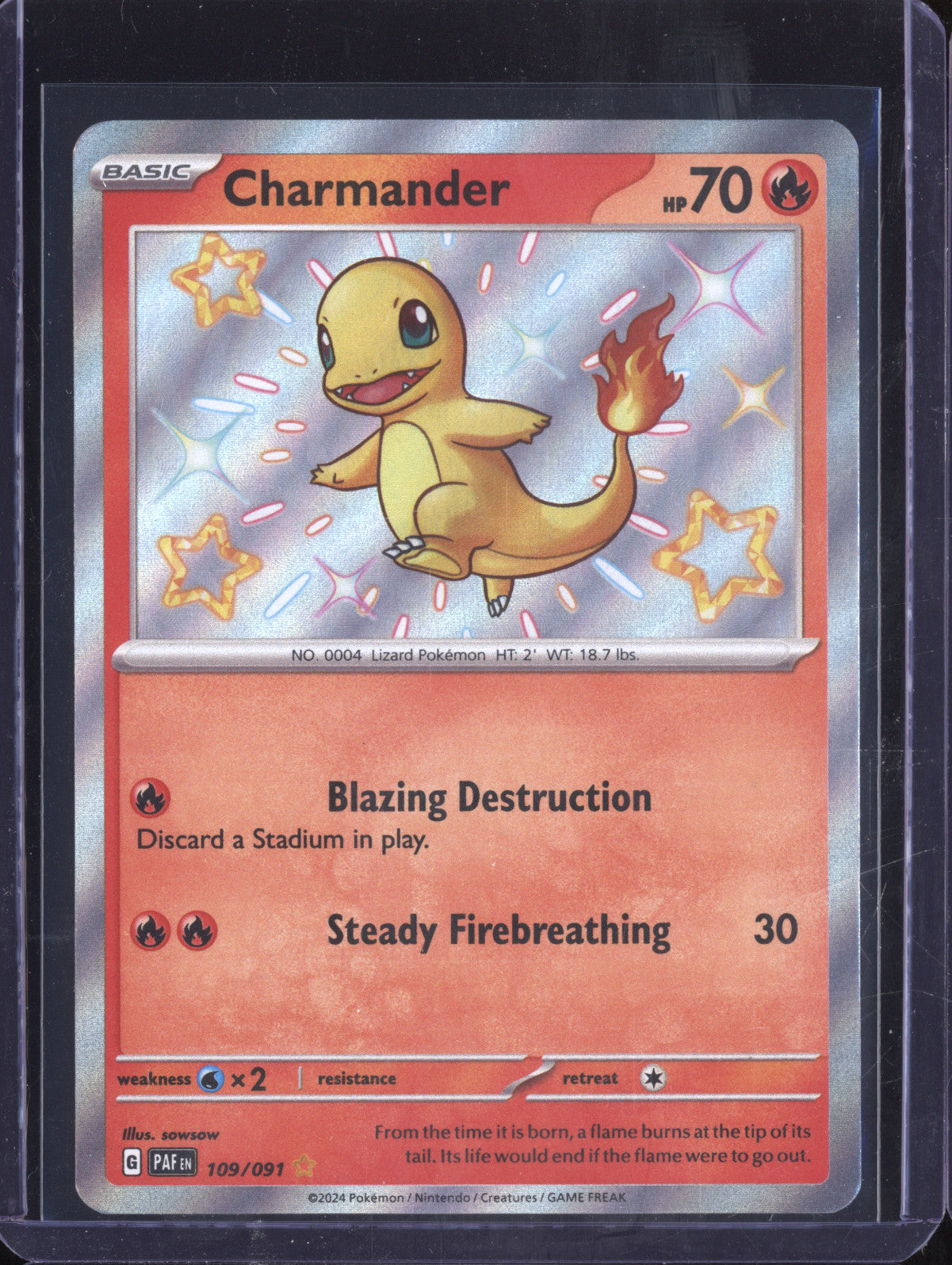 Charmander 2024 Pokemon Paldean Fates 109/091 Shiny Rare