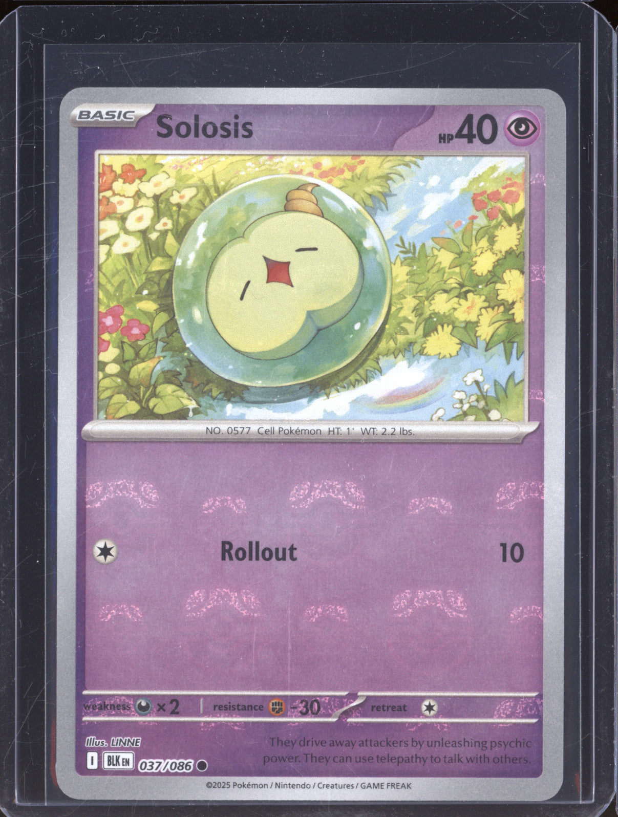 2025 Pokemon Black Bolt 37 Solosis Master Ball Holo