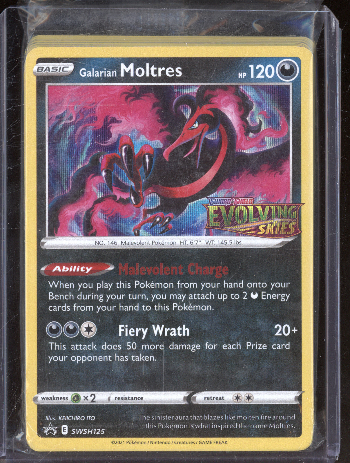 2021 Pokemon Evolving Skies SWSH125 Galarian Moltres Stamp Promo Sealed