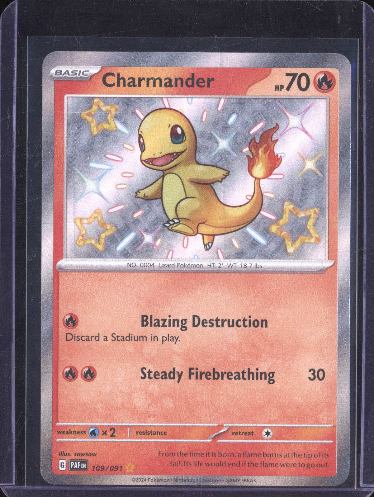 Charmander 2024 Pokemon Paldean Fates 109/091 Shiny Rare