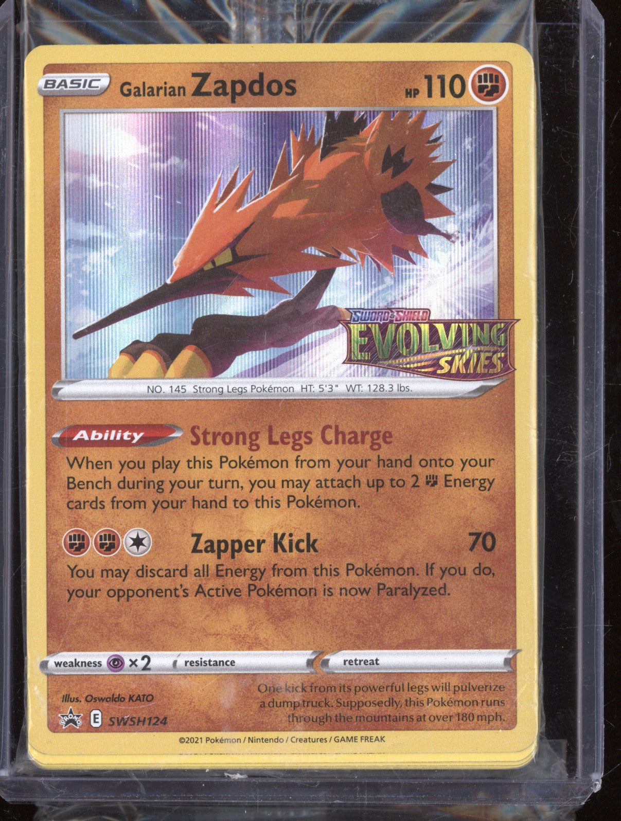 2021 Pokemon Evolving Skies SWSH124 Galarian Zapdos Stamp Promo Sealed