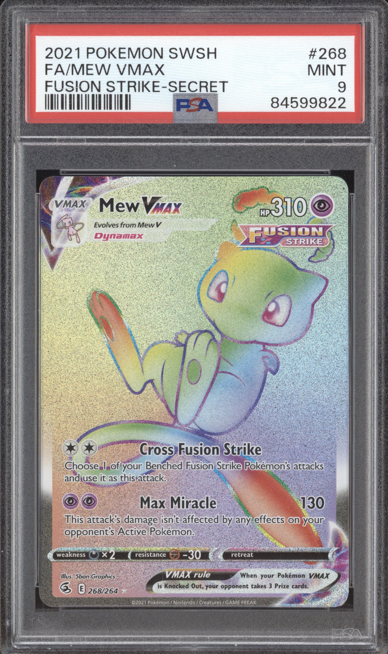 Mew Vmax 2021 Pokemon Fusion Strike 268/264 Secret Rare PSA 9