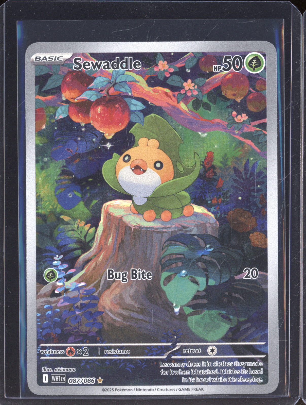 2025 Pokemon White Flare 087/086 Sewaddle Illustration Rare