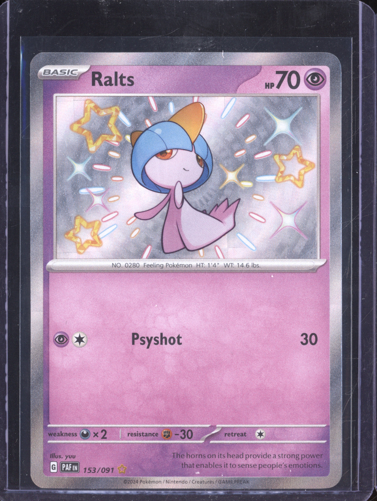 Ralts 2024 Pokemon Paldean Fates 153/091 Shiny Rare