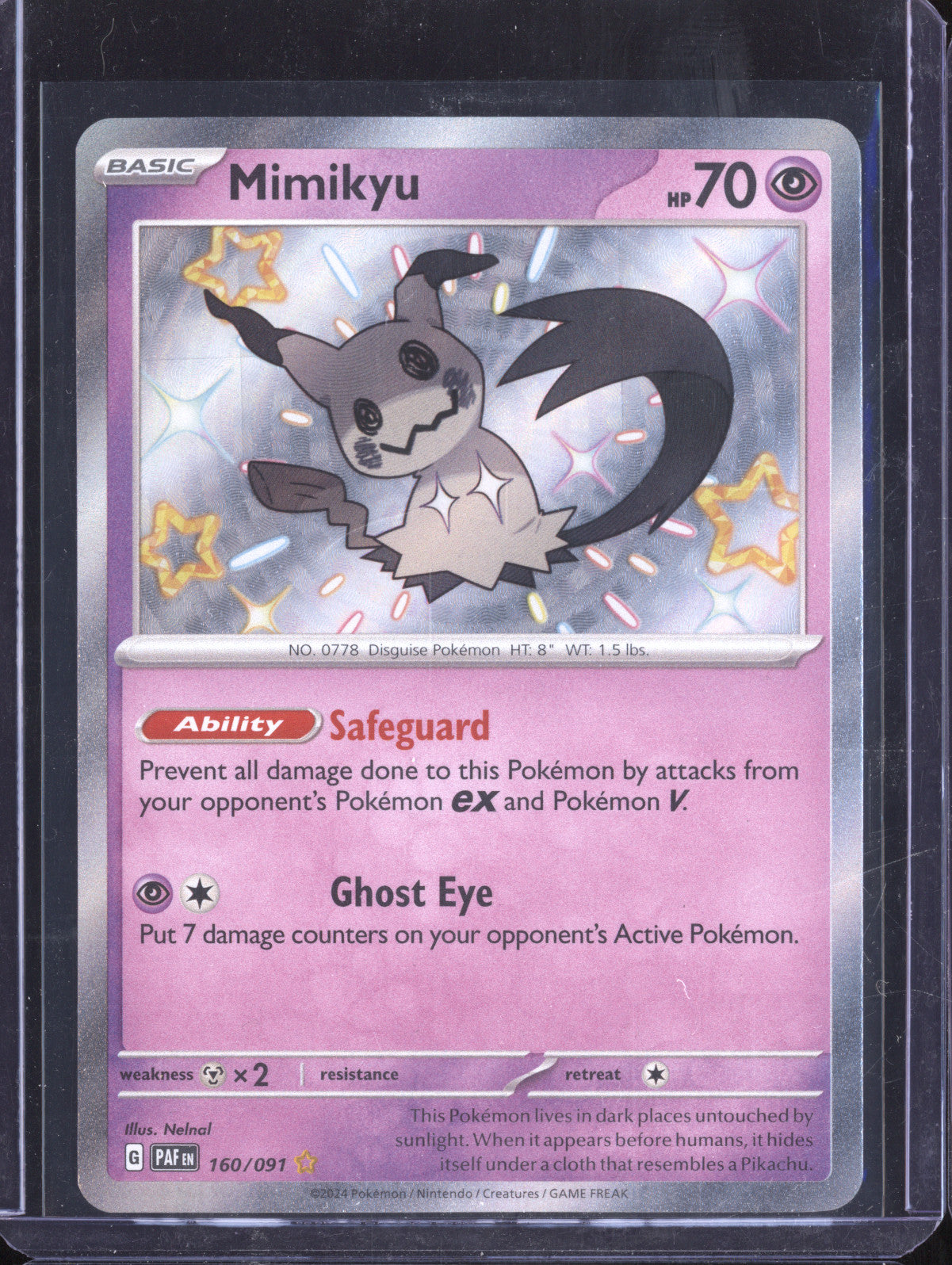 Mimikyu 2024 Pokemon Paldean Fates 160/091 Shiny Rare