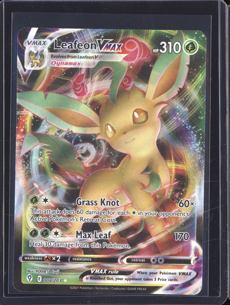 2021 Pokémon Evolving Skies #008 Leafeon VMAX — front