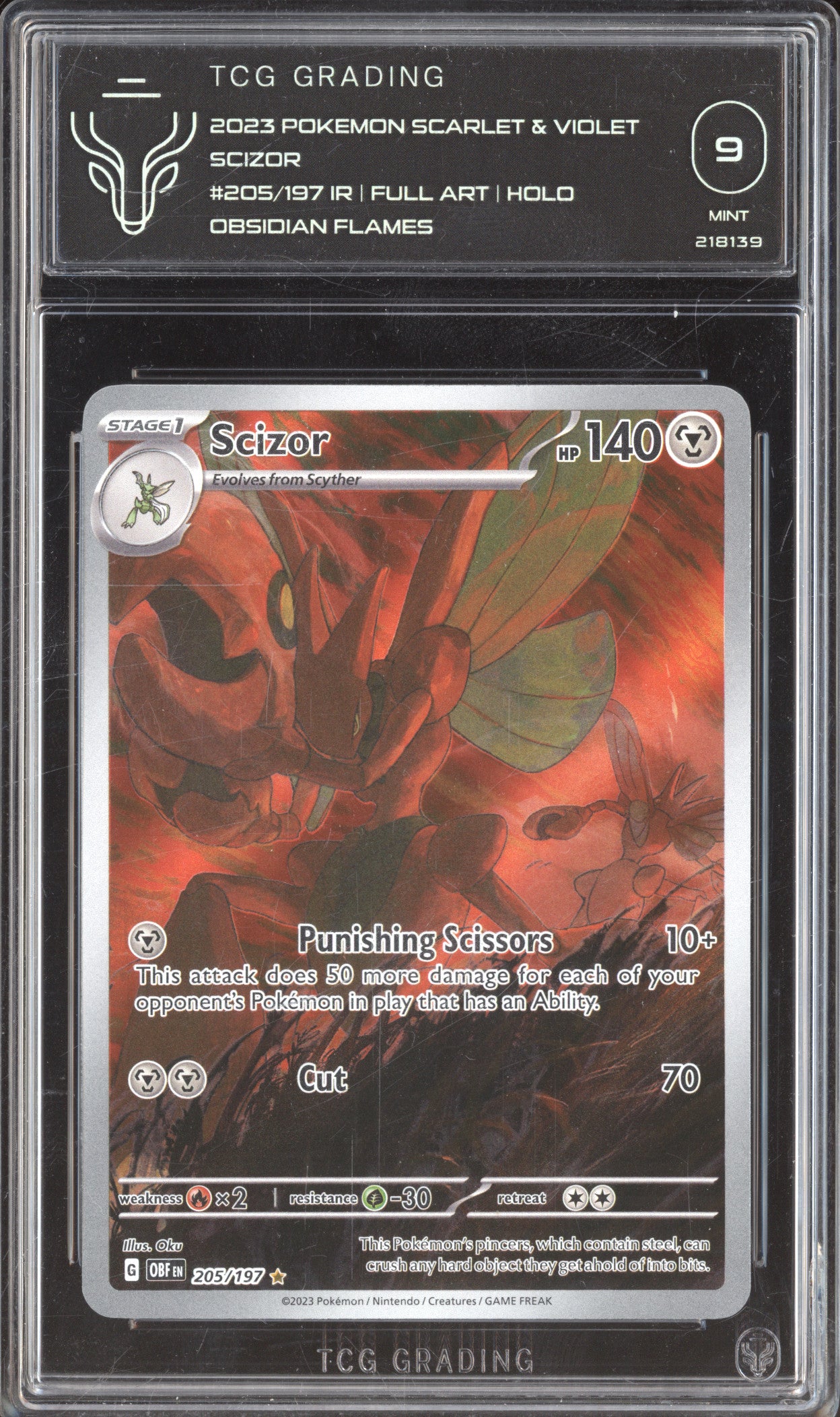 Scizor 2023 Pokemon Obsidian Flames OBF 205/197 Illustration Rare TCG 9