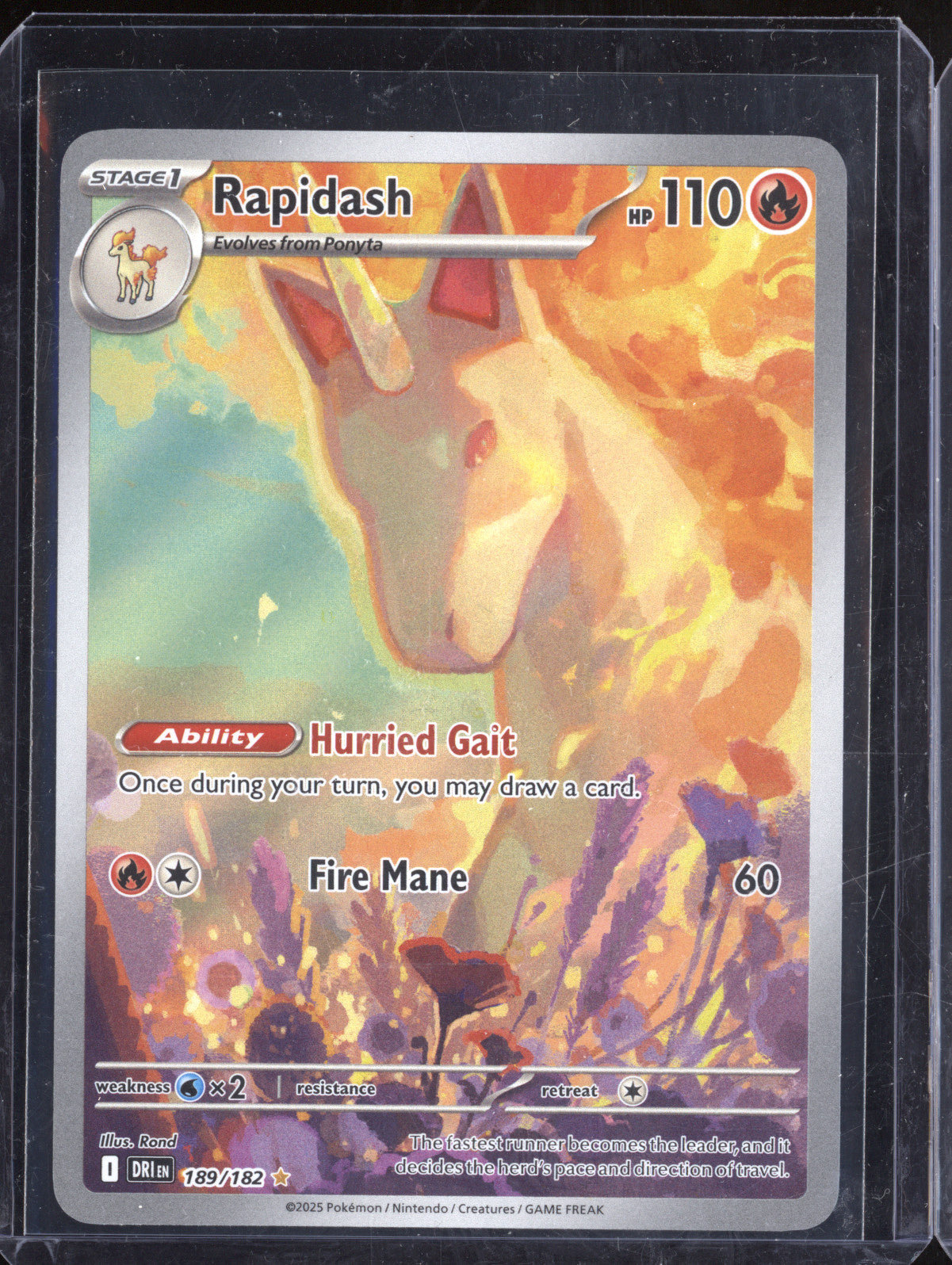 Rapidash 2025 Pokemon Destined Rivals 189/182 Illustration Rare