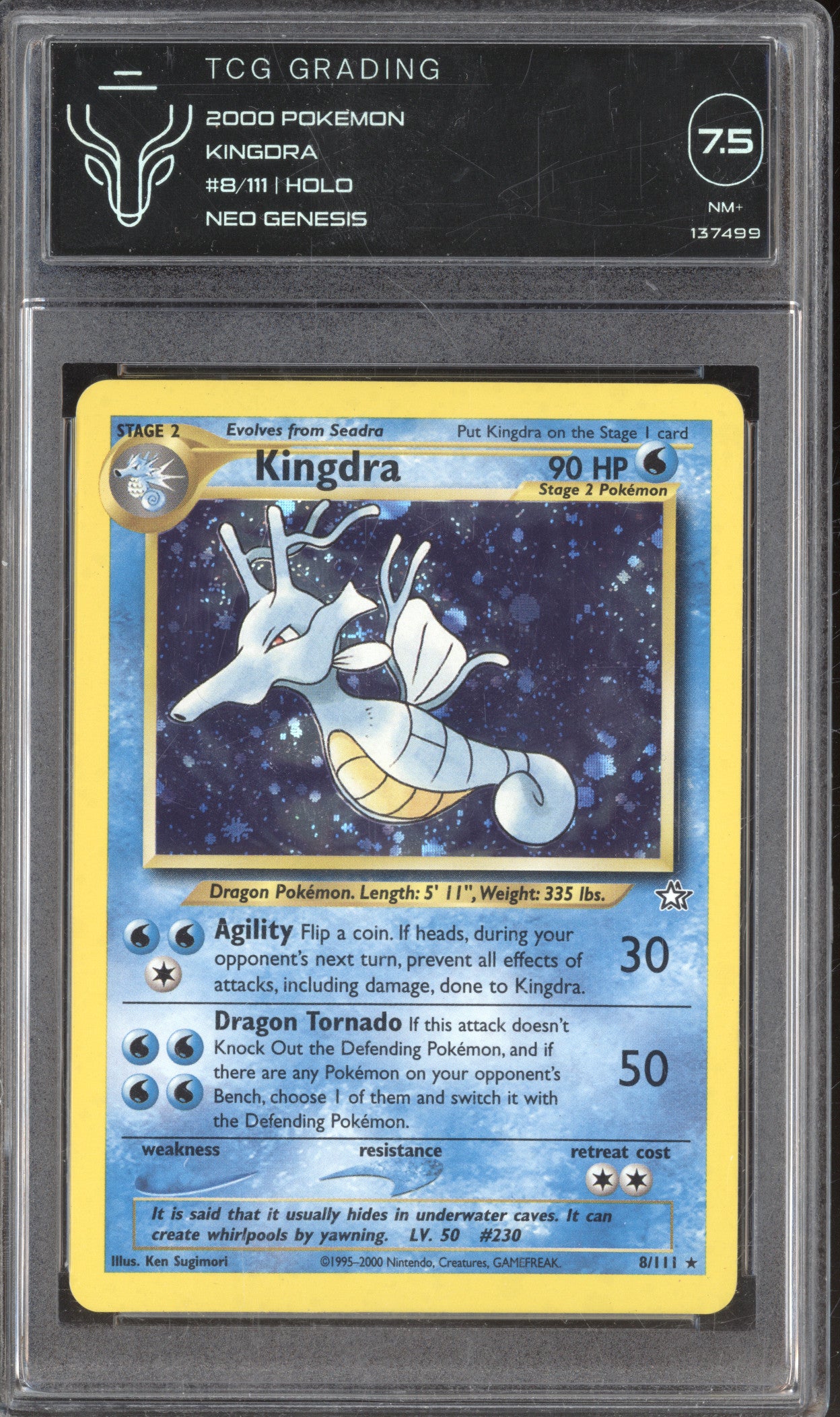 Kingdra 2000 Pokemon Neo Genesis 8/111 Holo TCG 7.5