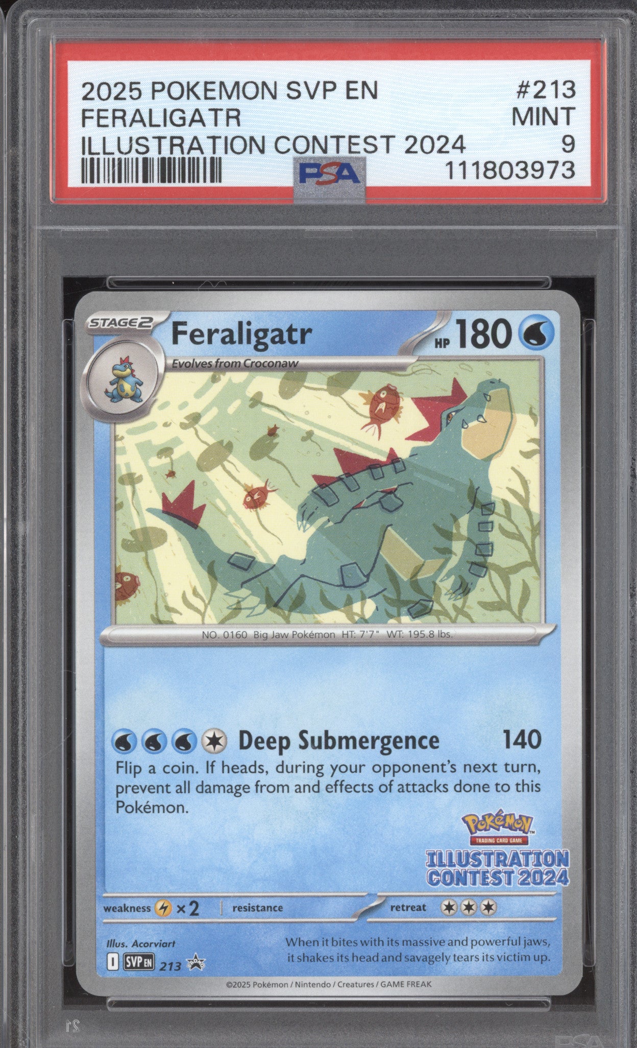 Feraligatr 2025 Pokemon Black Star Promo SVP 213 Illustration Contest PSA 9