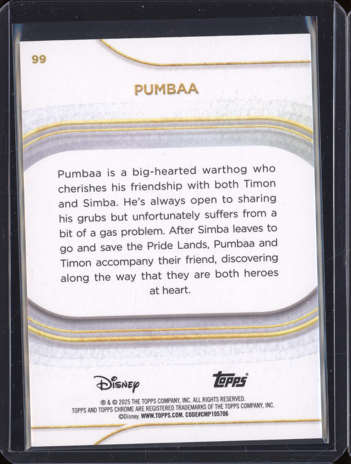 Pumbaa 2025 Topps Chrome 99 Pink Refractor 048/250