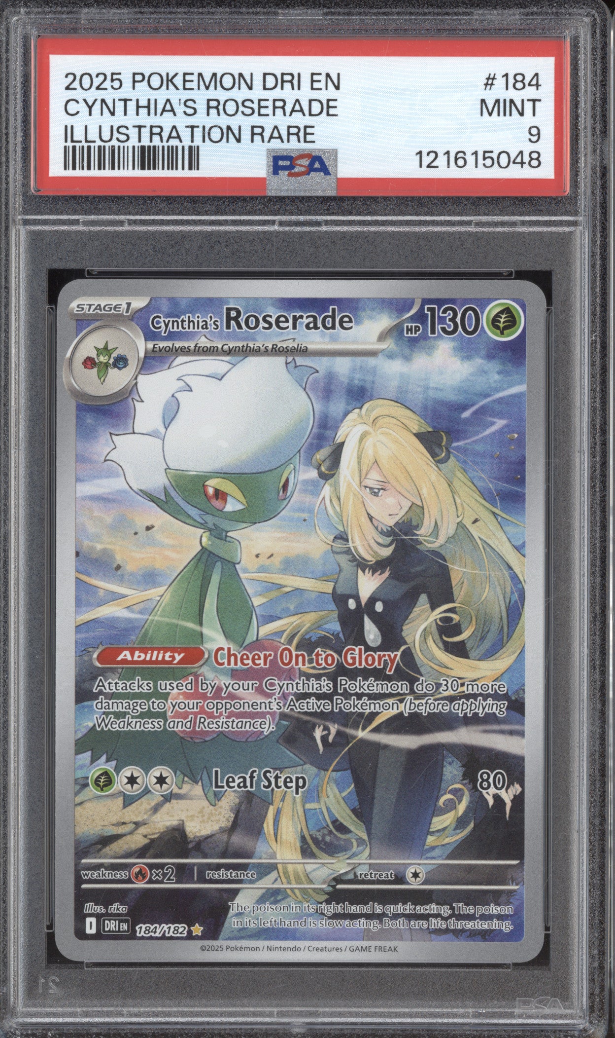 Cynthia's Roserade 0 Pokemon Destined Rivals DRI 184/182 Illustration Rare PSA 9