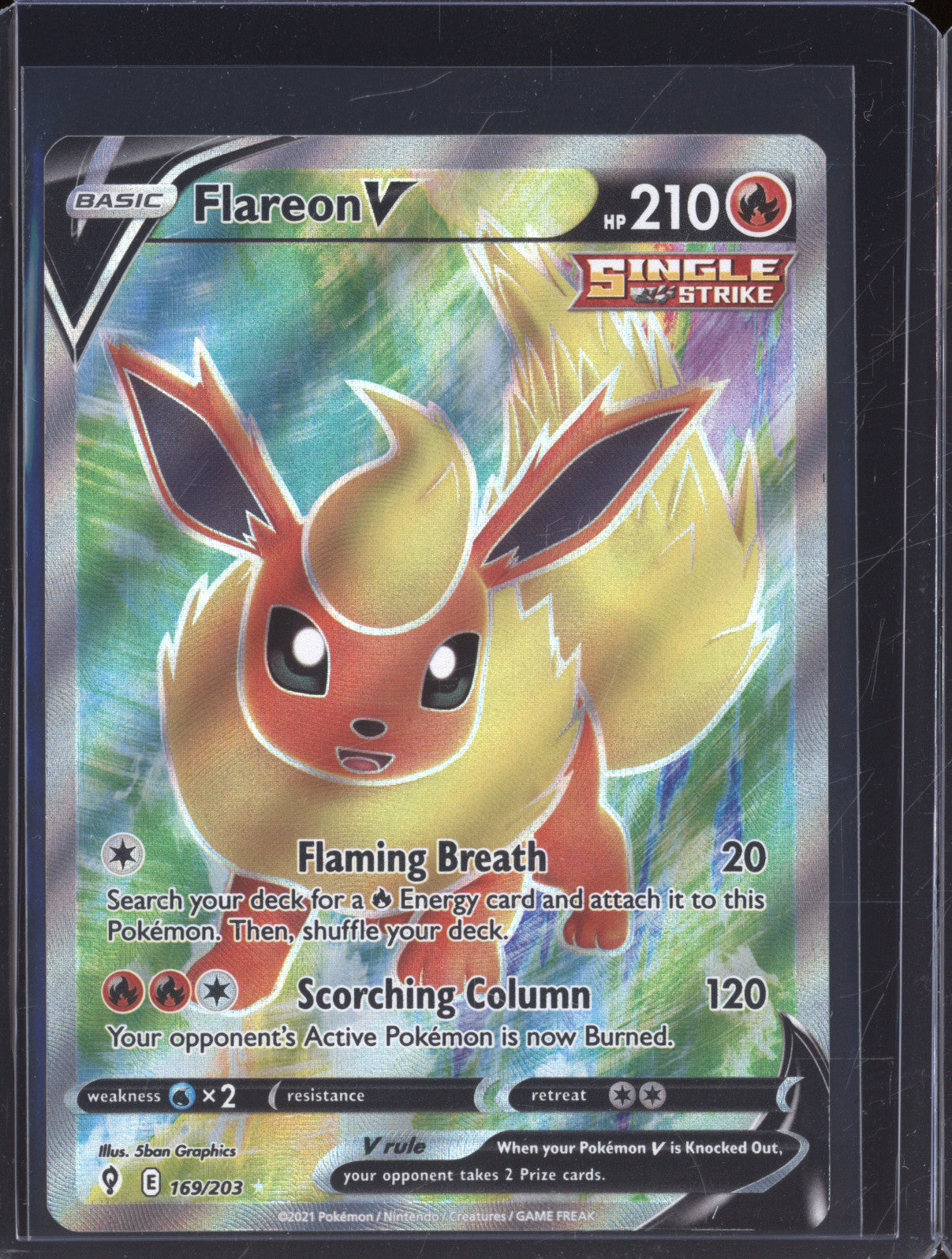 2021 Pokemon Evolving Skies 169 Flareon V Holo
