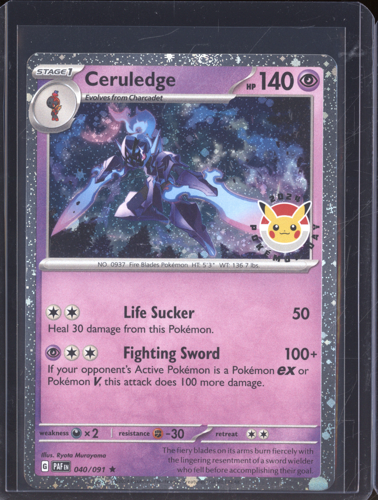 Ceruledge 2024 Pokemon Paldean Fates PAF 040/091 2024 Pokemon Day Promo