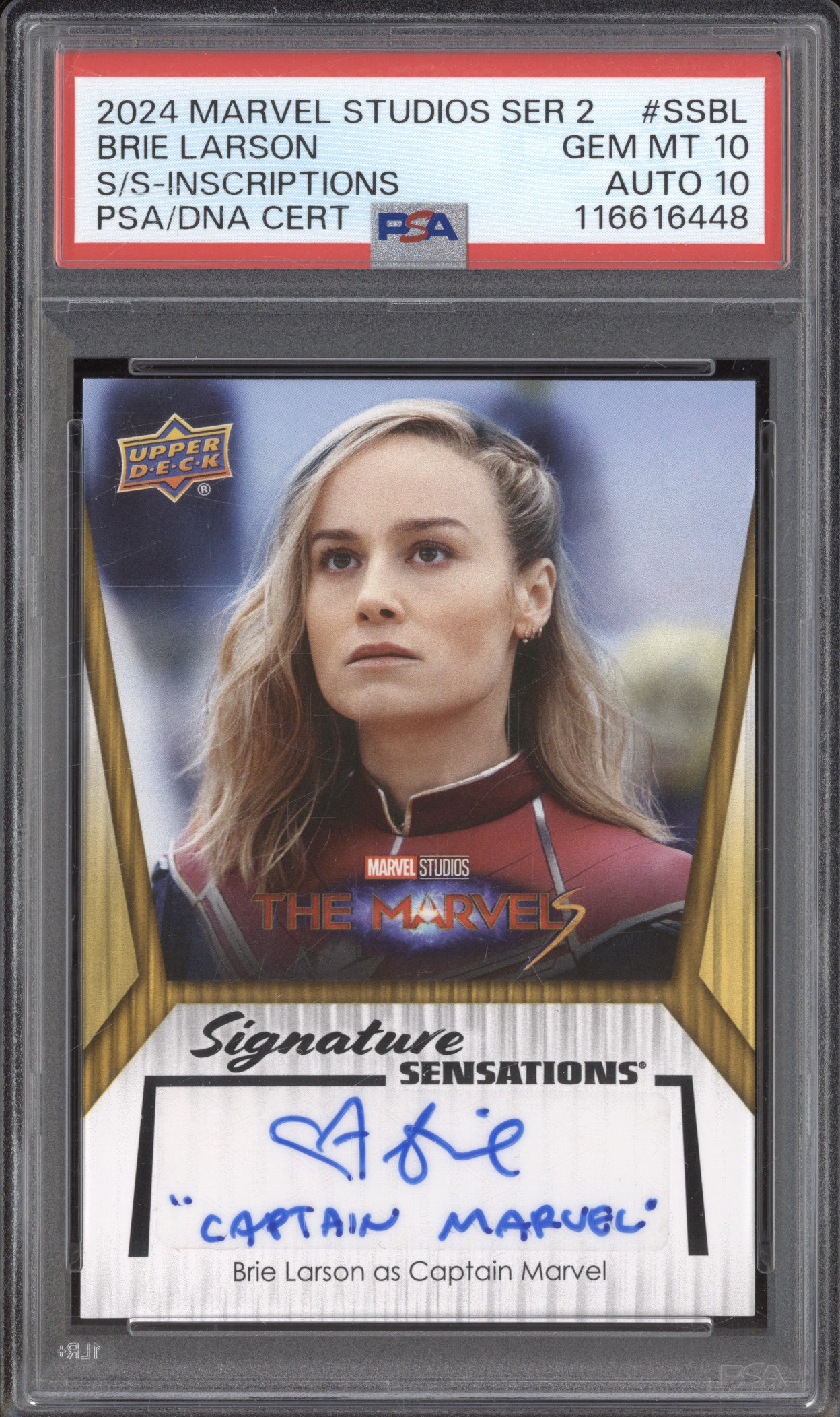Brie Larson Captain Marvel 2024 0 Series 2 SSBL Signature Sensations PSA 10/10