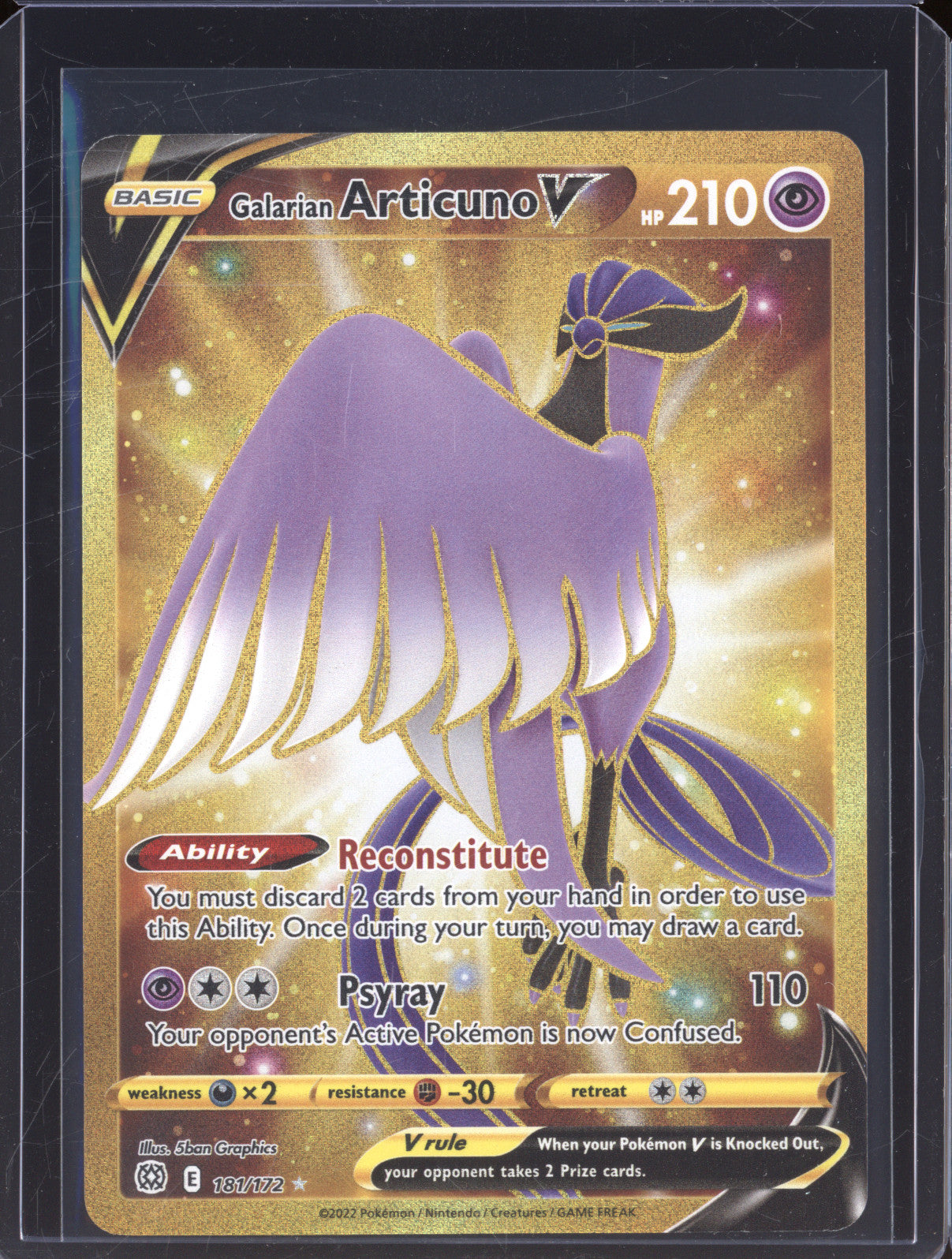 2022 Pokemon Brilliant Stars 181 Galarian Articuno V Gold Secret Rare