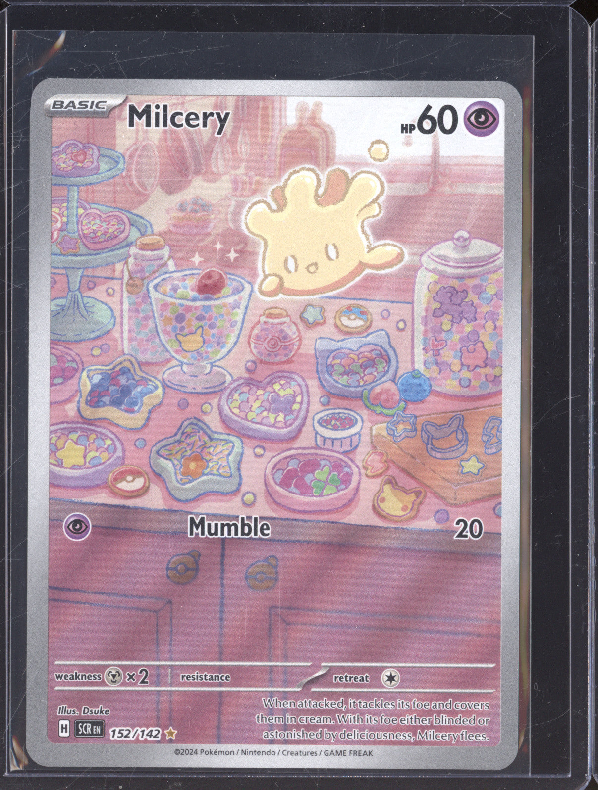 Milcery 2024 Pokemon Stellar Crown SCR 152/142 Illustration Rare
