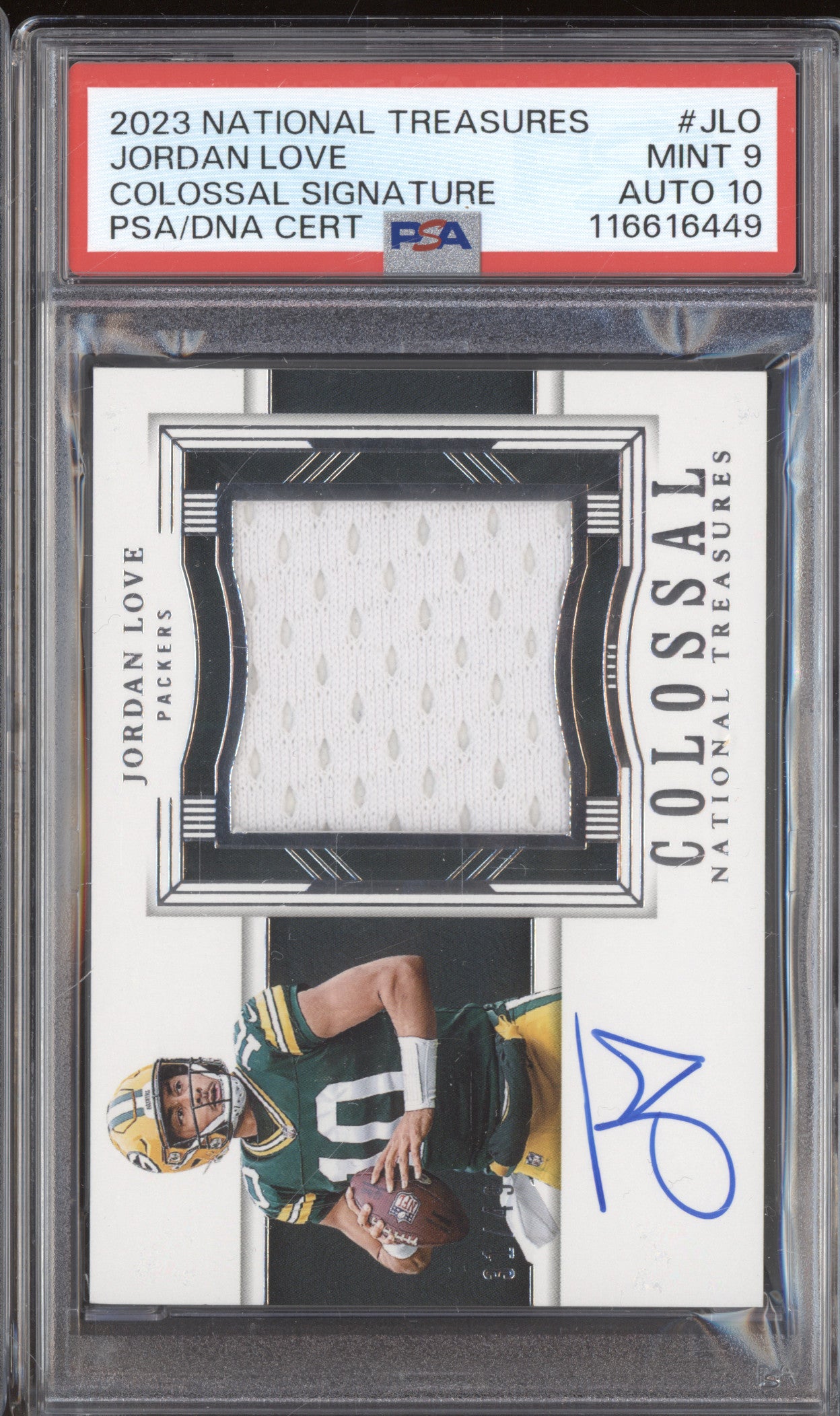Jordan Love 2023 Panini NFL National Treasures JLO Colossal Signature PSA 9/10