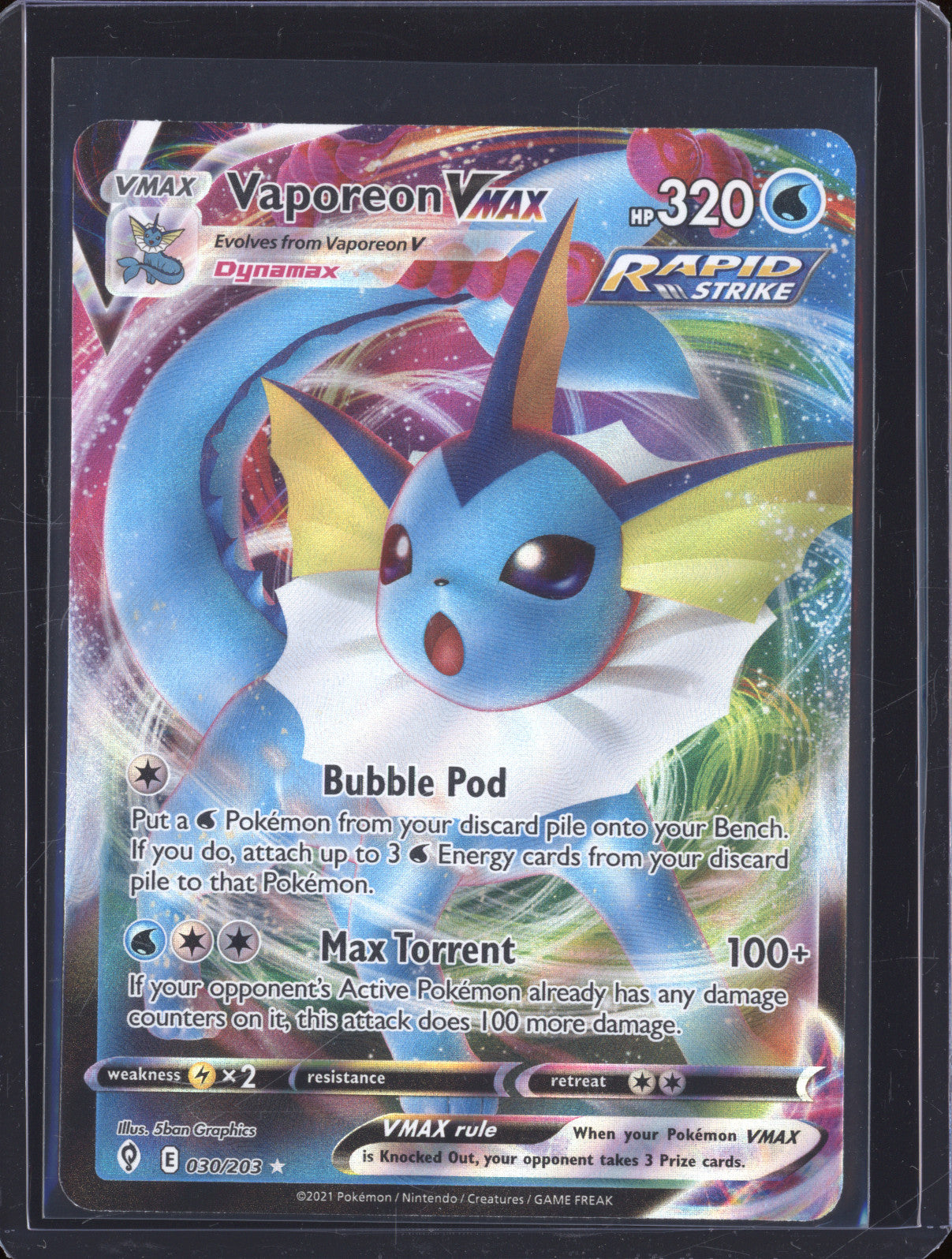 2021 Pokemon Evolving Skies 030 Vaporeon VMAX Holo