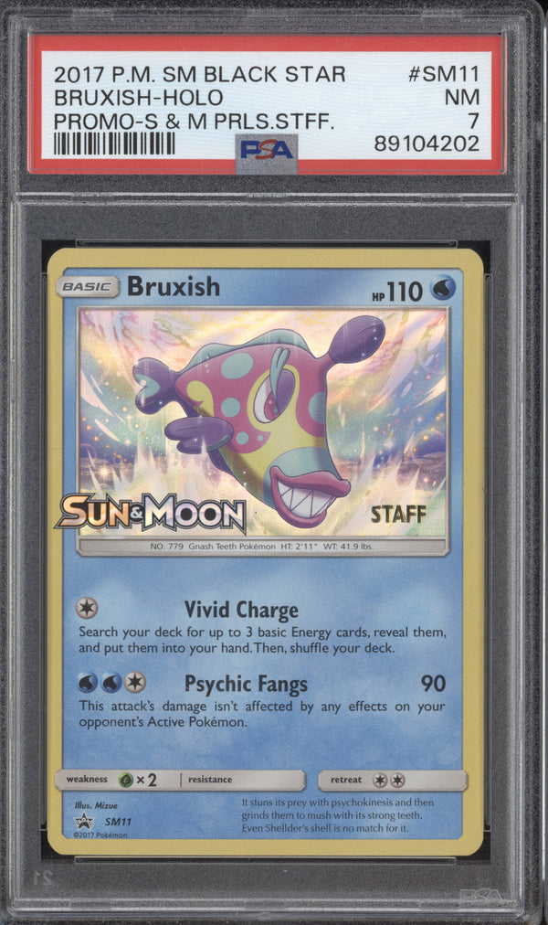 Bruxish 2017 Pokemon Sun & Moon SM11 Sun & Moon Prerelease Staff PSA 7