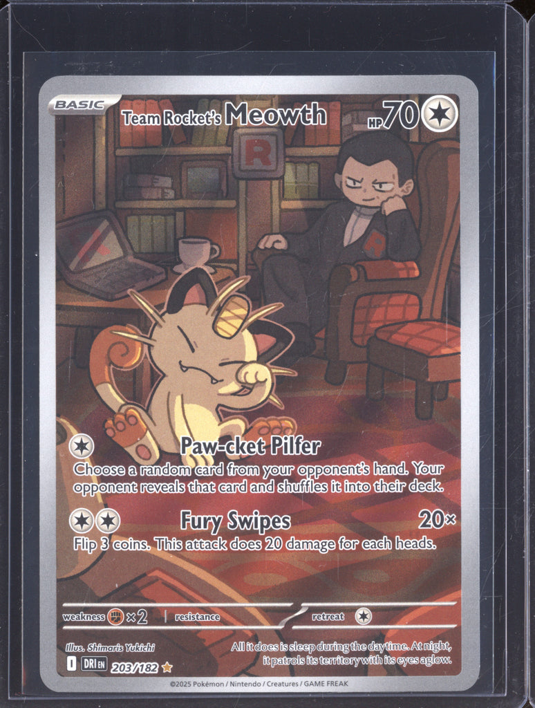 Team Rocket's Meowth 2025 Pokemon Destined Rivals 203/182 Illustration