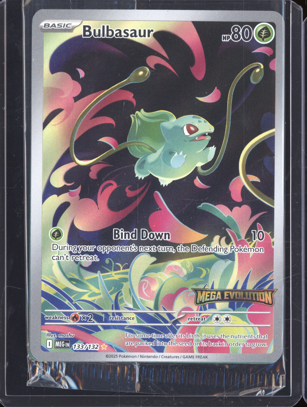 Bulbasaur 2025 Pokemon Mega Evolutions MEG 133/132 Box Topper Stamp Promo