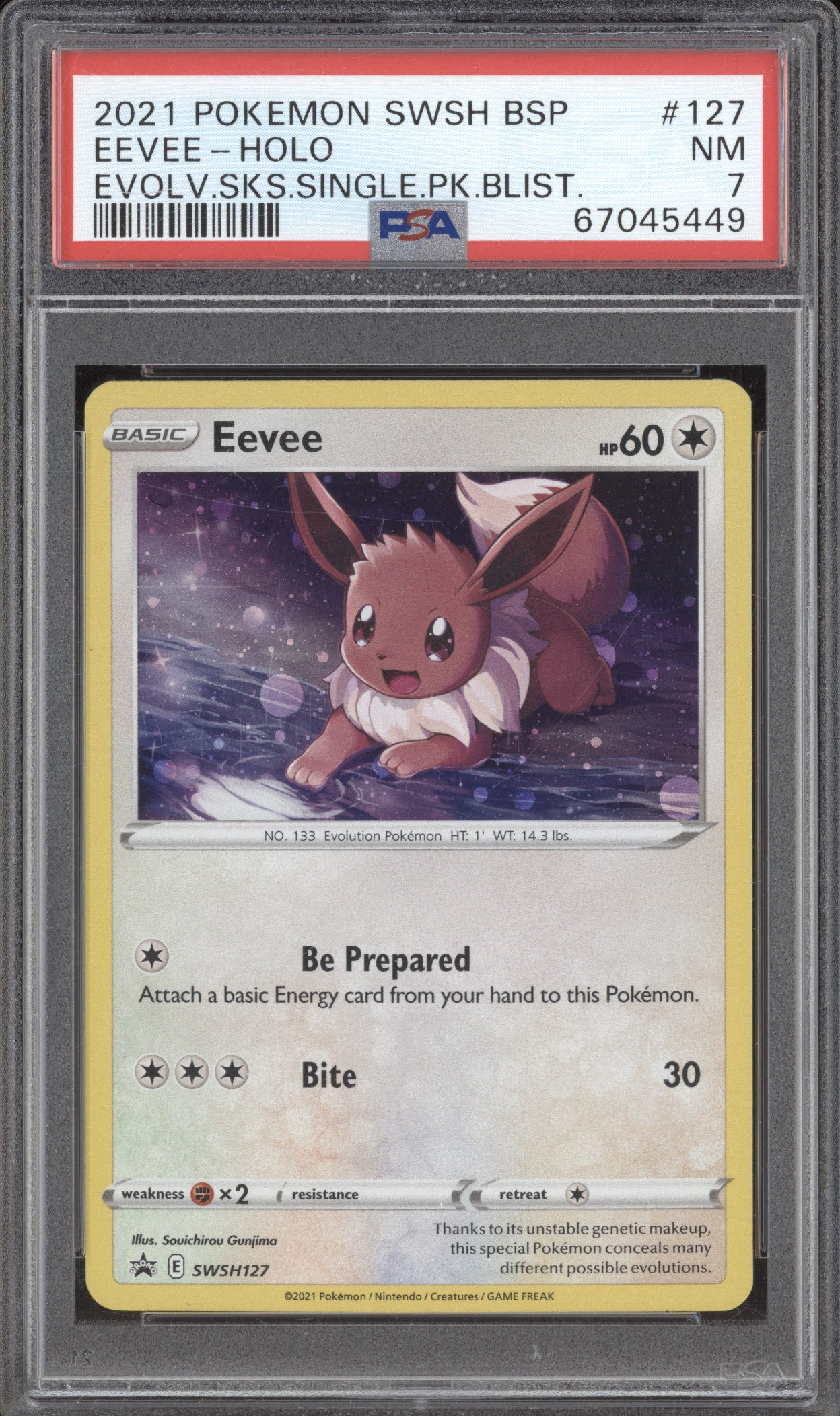 Eevee 2021 Pokemon Evolving Skies SWSH127 Blister Promo PSA 7