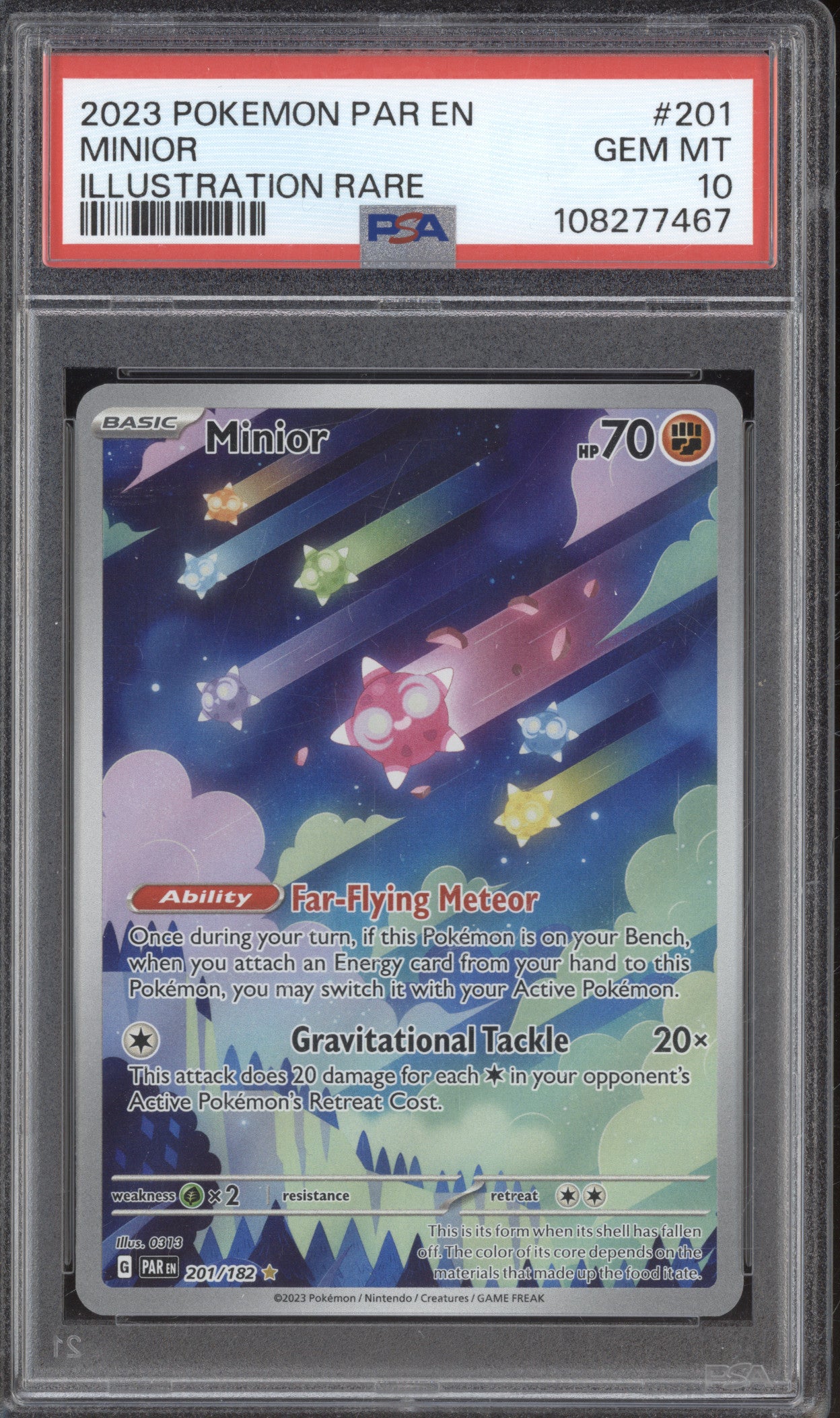 Minior 2023 Pokemon Paradox Rift 201/182 Illustration Rare PSA 10