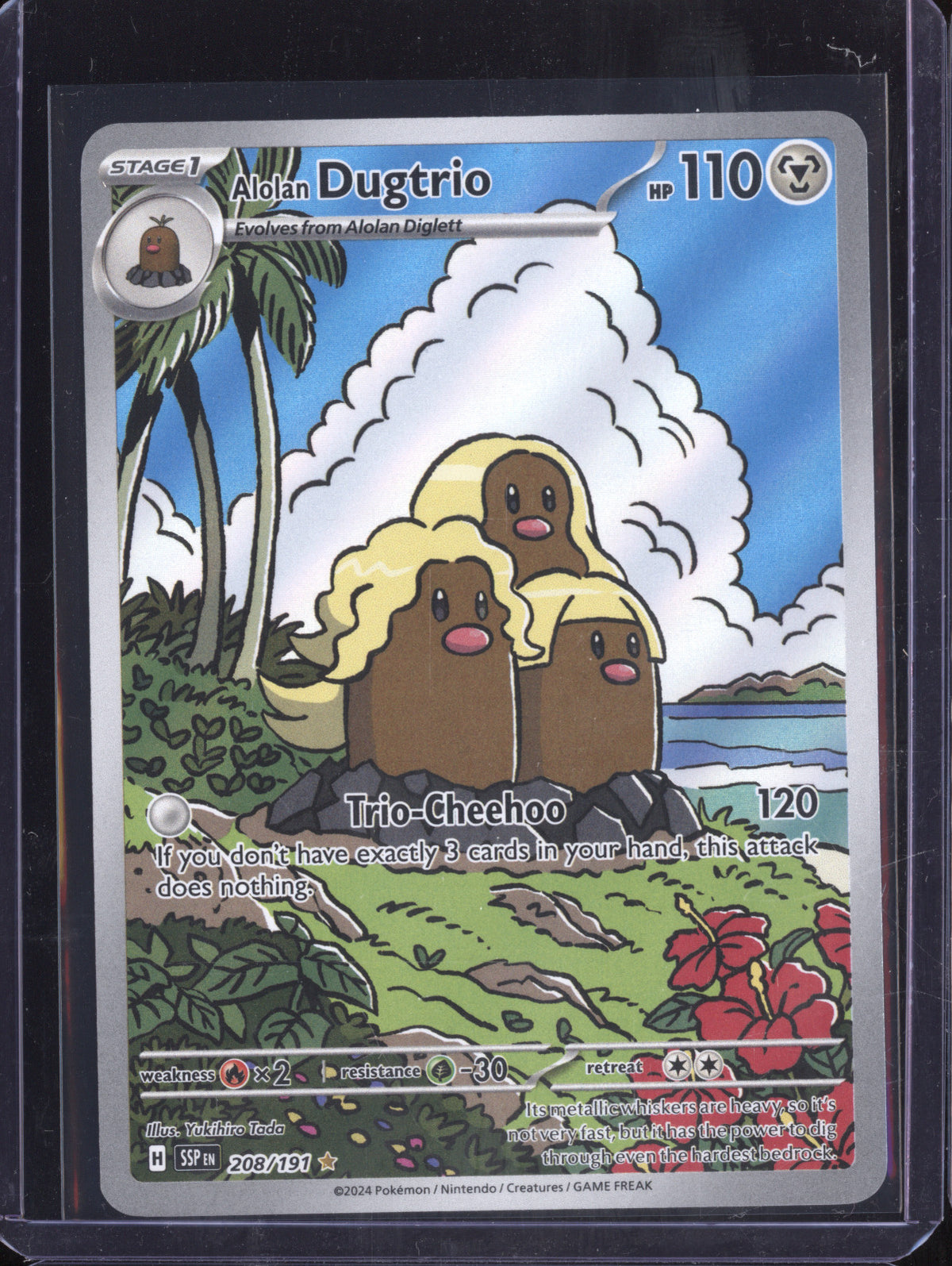 Alolan Dugtrio 2024 Pokemon Surging Sparks 208/191 Illustration Rare Alolan Dugtrio 2024 Pokemon Surging Sparks 208/191 Illustration Rare
