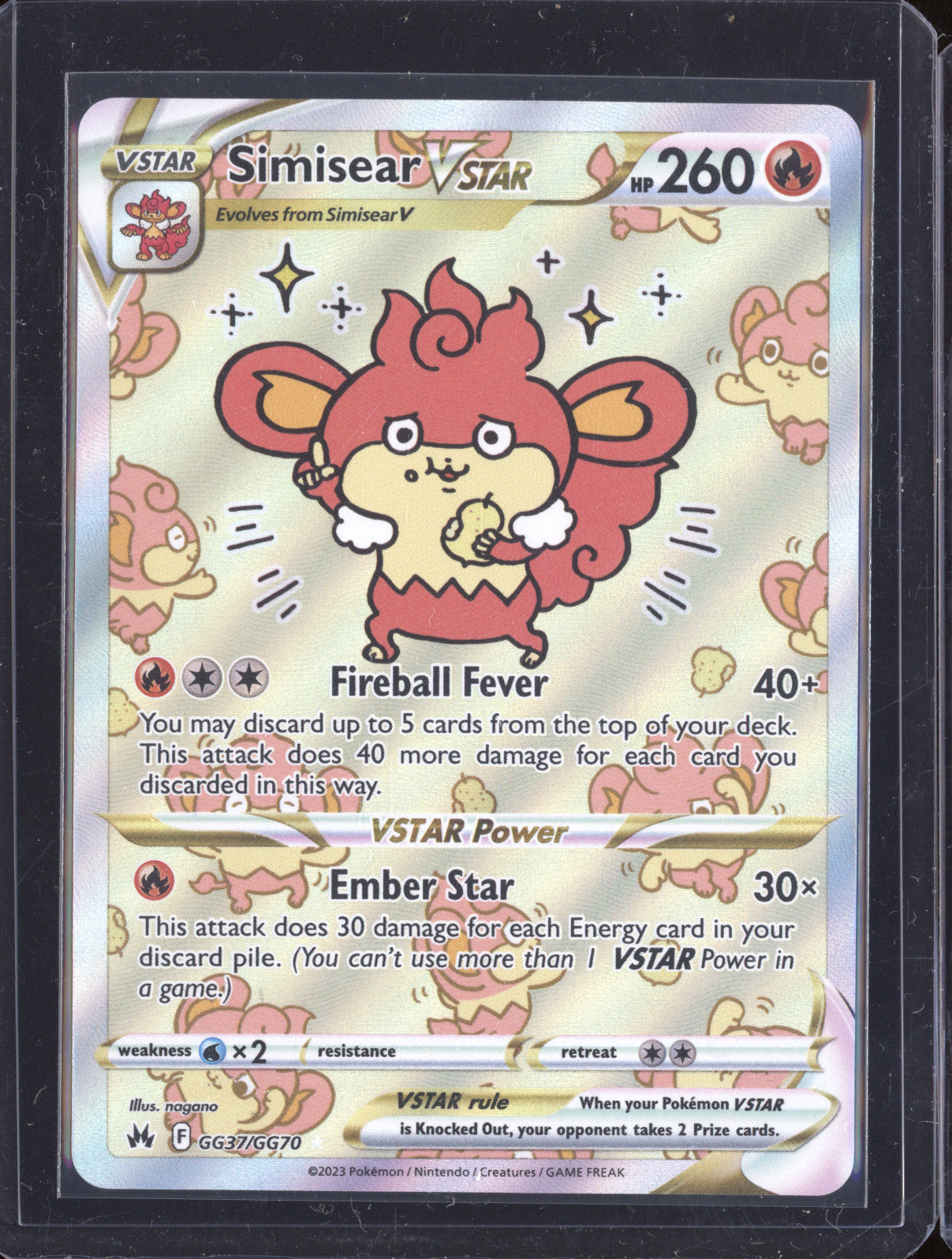 2023 Pokemon Crown Zenith GG37/GG70 Simisear VSTAR Full Art