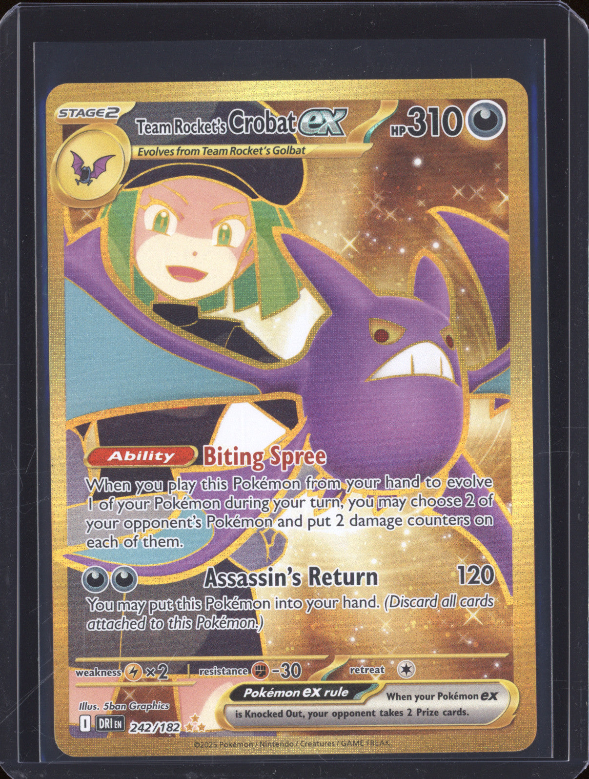 2025 Pokemon Destined Rivals DRI 242 Team Rocket's Crobat ex Hyper Rare