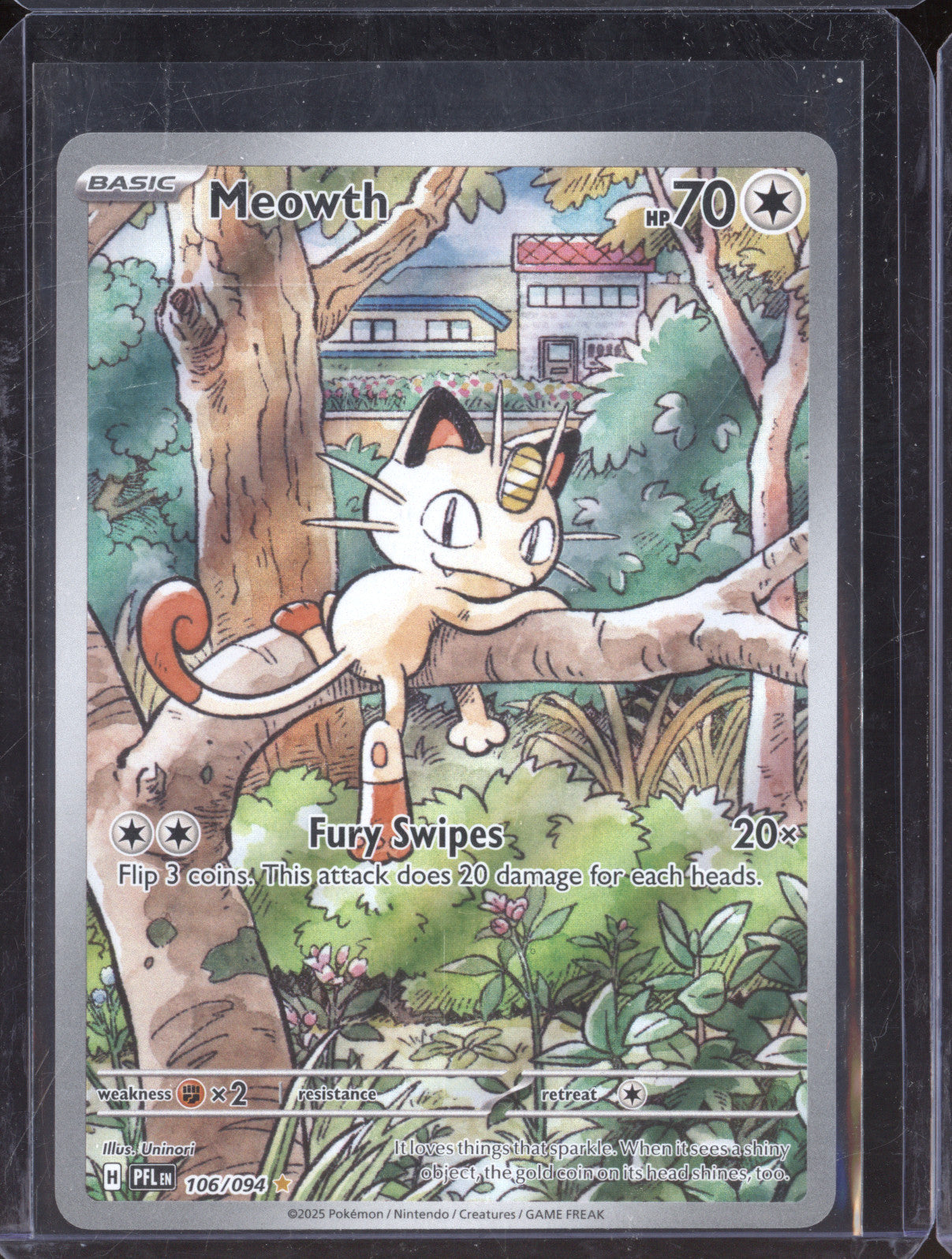 2025 Pokemon Phantasmal Flames 106/094 Meowth Illustration Rare