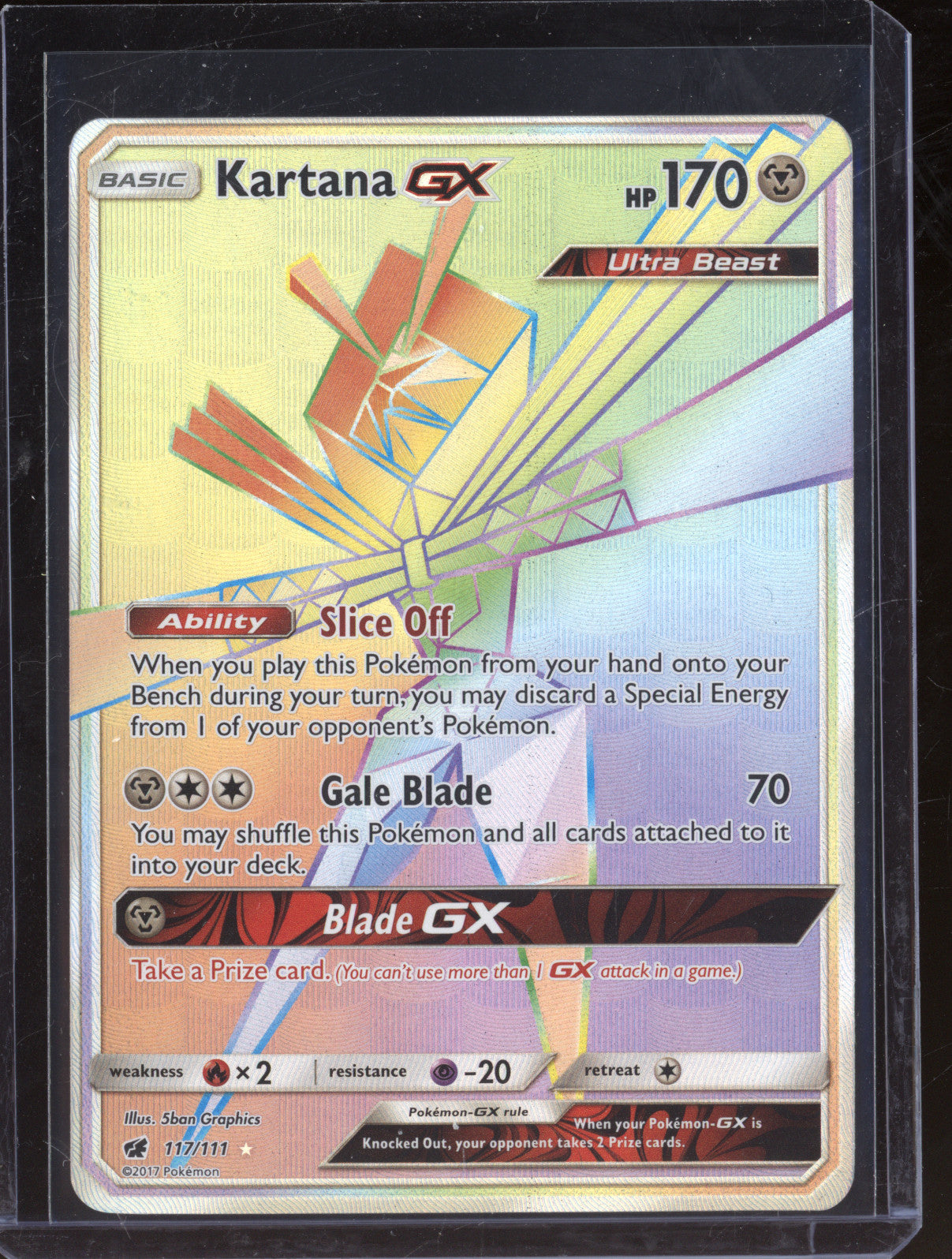 2017 Pokemon TCG Crimson Invasion 117/111 Kartana GX Secret Rare