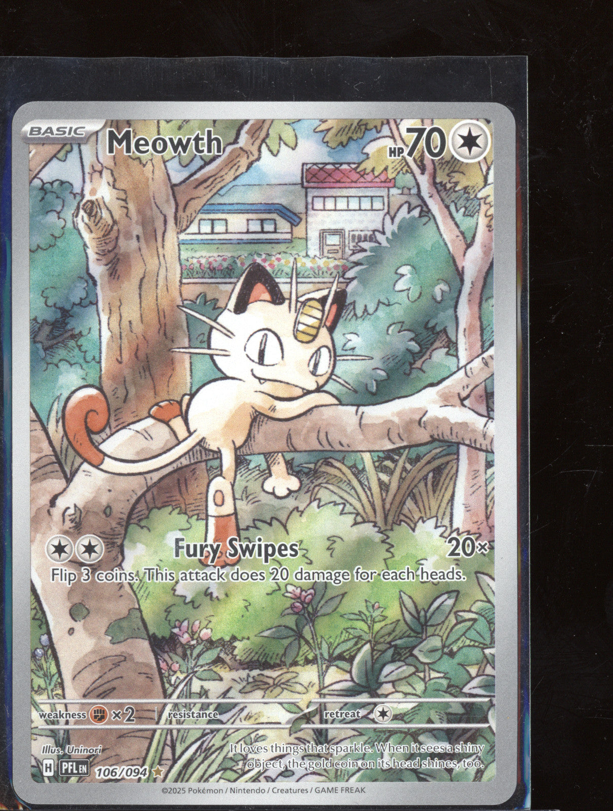 2025 Pokemon Phantasmal Flames 106/094 Meowth Illustration Rare