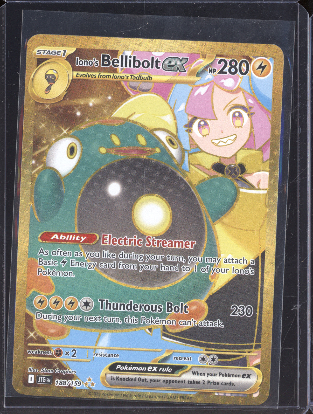 2025 Pokemon Journey Together 188/159 Iono's Bellibolt ex Gold Secret Rare