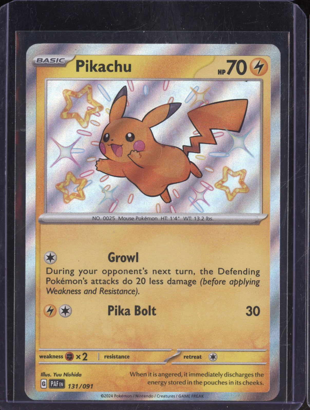 Pikachu 2024 Pokemon Paldean Fates PAF 131/091 Shiny Rare