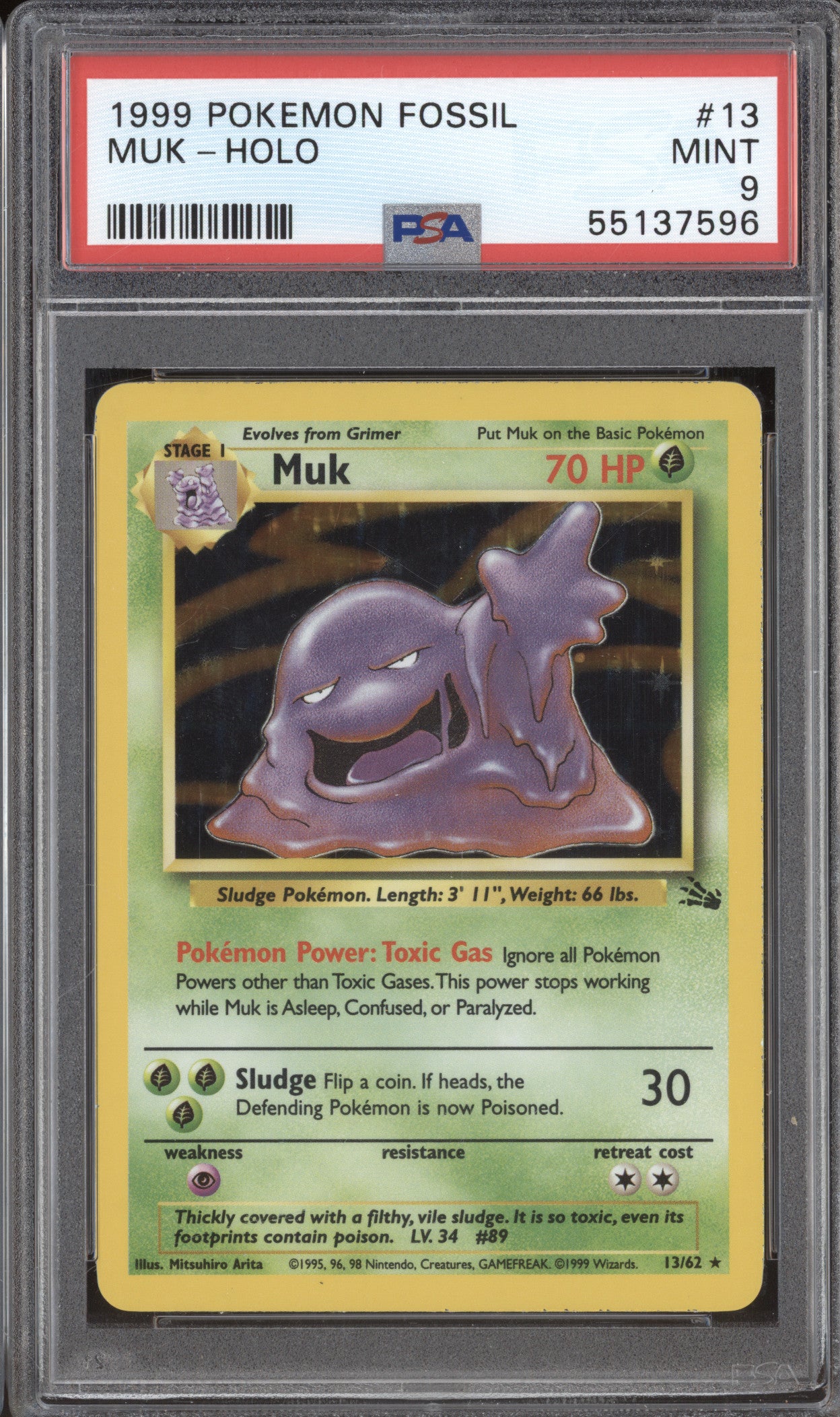 Muk 1999 Pokemon Fossil 13/62 Holo Rare PSA 9