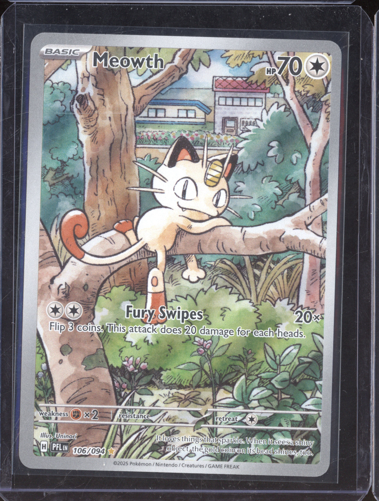 2025 Pokemon Phantasmal Flames 106/094 Meowth Illustration Rare