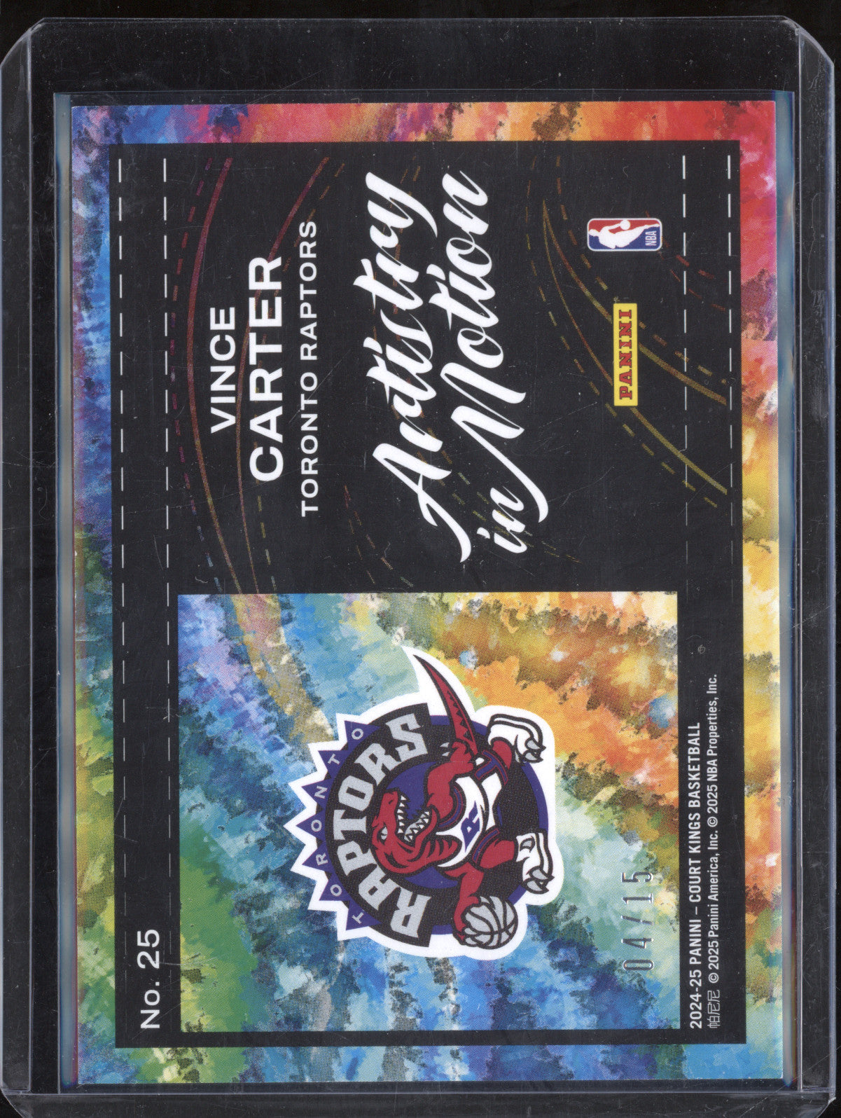 Vince Carter 2024-25 Panini Court Kings 25 Artistry in Motion Purple 4/15