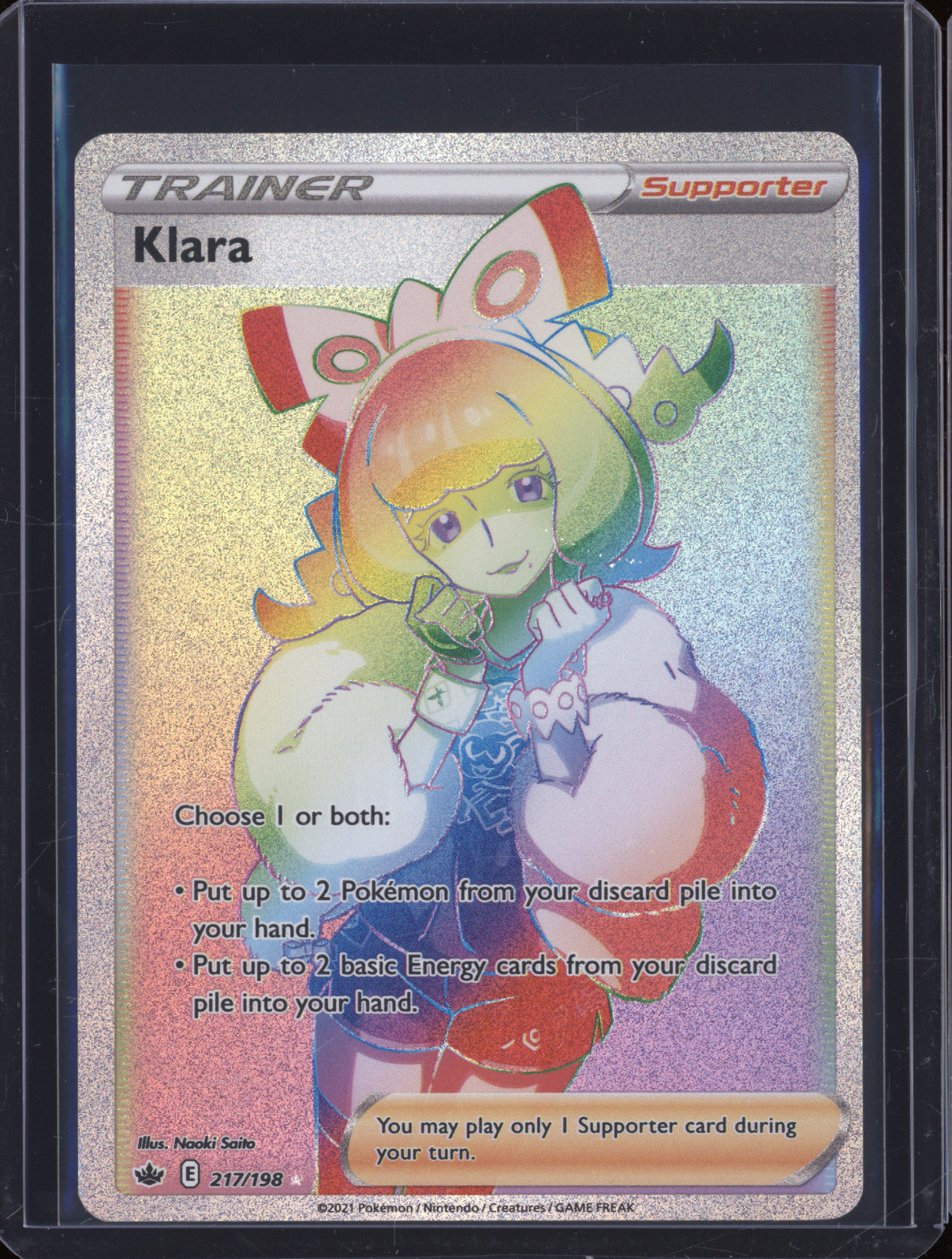 Klara 2021 Pokemon Chilling Reign 217/198 Secret Rare