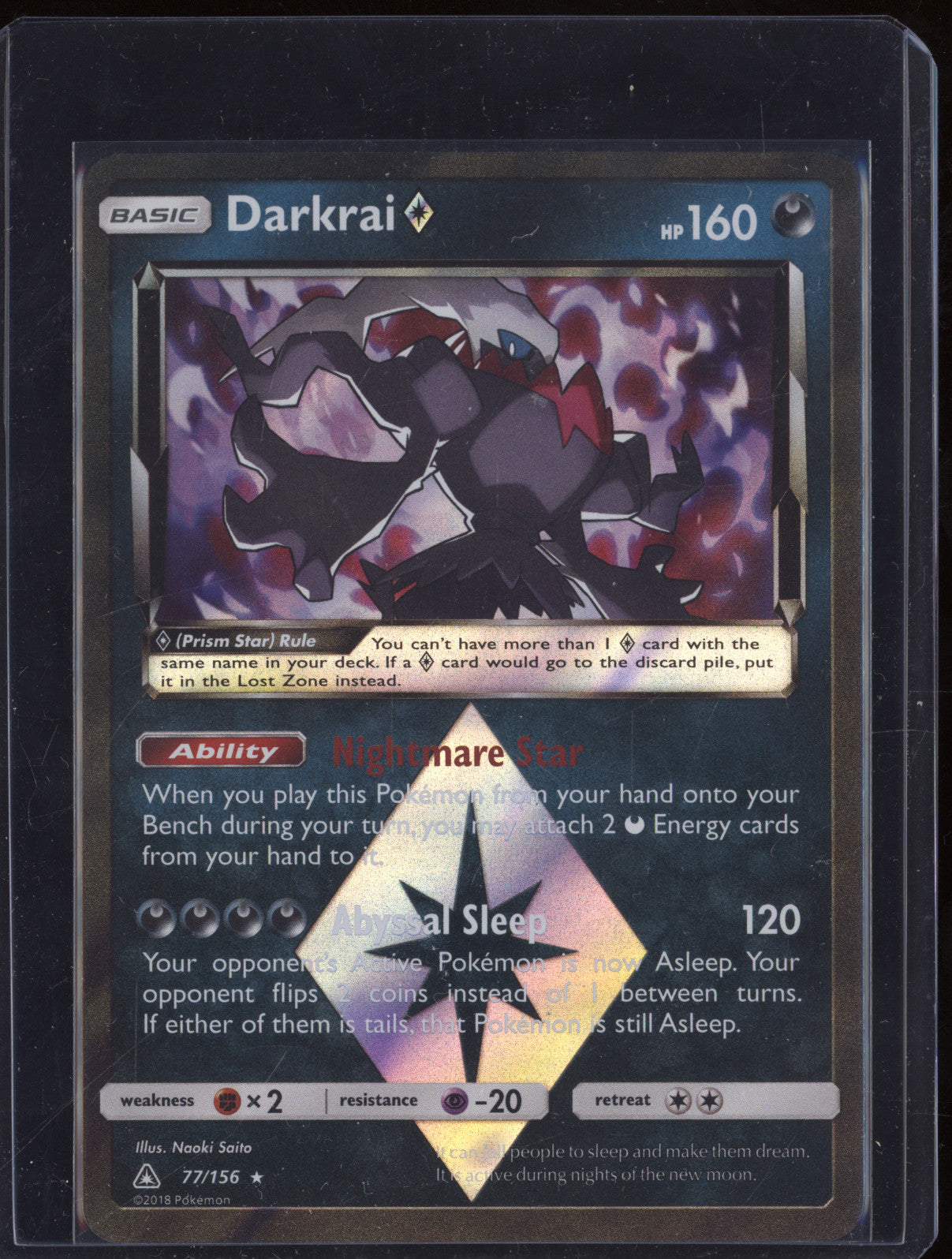 2018 Pokemon TCG Ultra Prism 77/156 Darkrai Prism Star