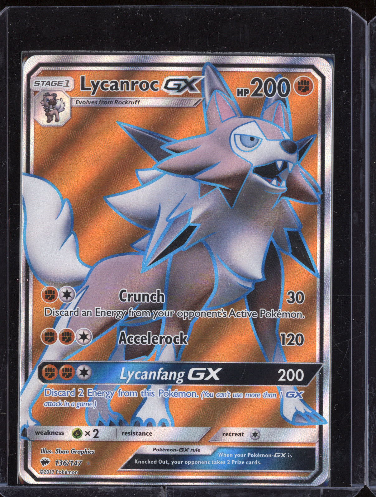 Lycanroc GX 136/147 Rare Ultra Burning Shadows Pokemon
