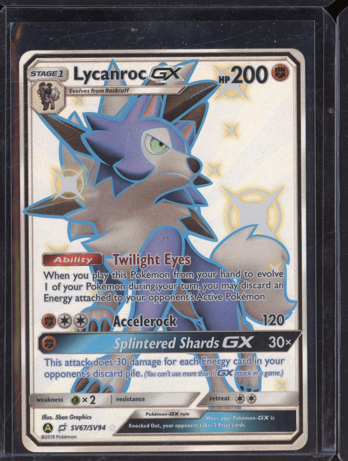 Lycanroc GX 2019 Pokemon Hidden Fates SV67/SV94 Shiny Vault