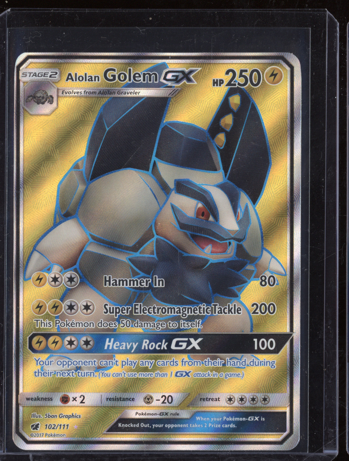 2017 Pokemon Sun & Moon Crimson Invasion 102/111 Alolan Golem GX Full Art