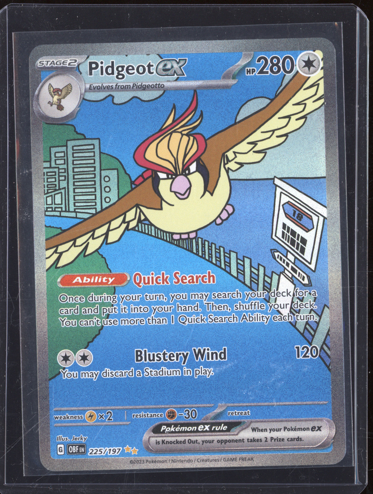 Pidgeot ex 2023 Pokemon Obsidian Flames OBF 225/197 Special Illustration Rare